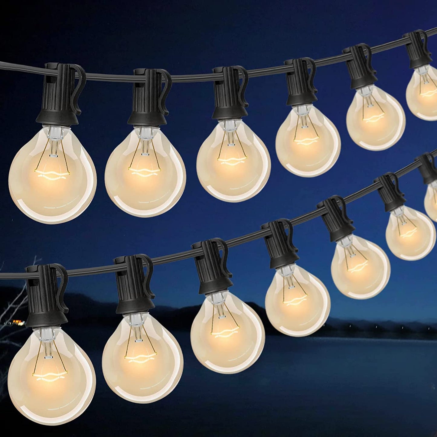 Patio String Light 25FT, 25 Bulbs(2 Spare) /5W & 2FT Extended Plug Cord, IP44 Waterproof Glass Edison Globe Outdoor Lights, Connectable Hanging Garden Light for Backyard Balcony Party Décor
