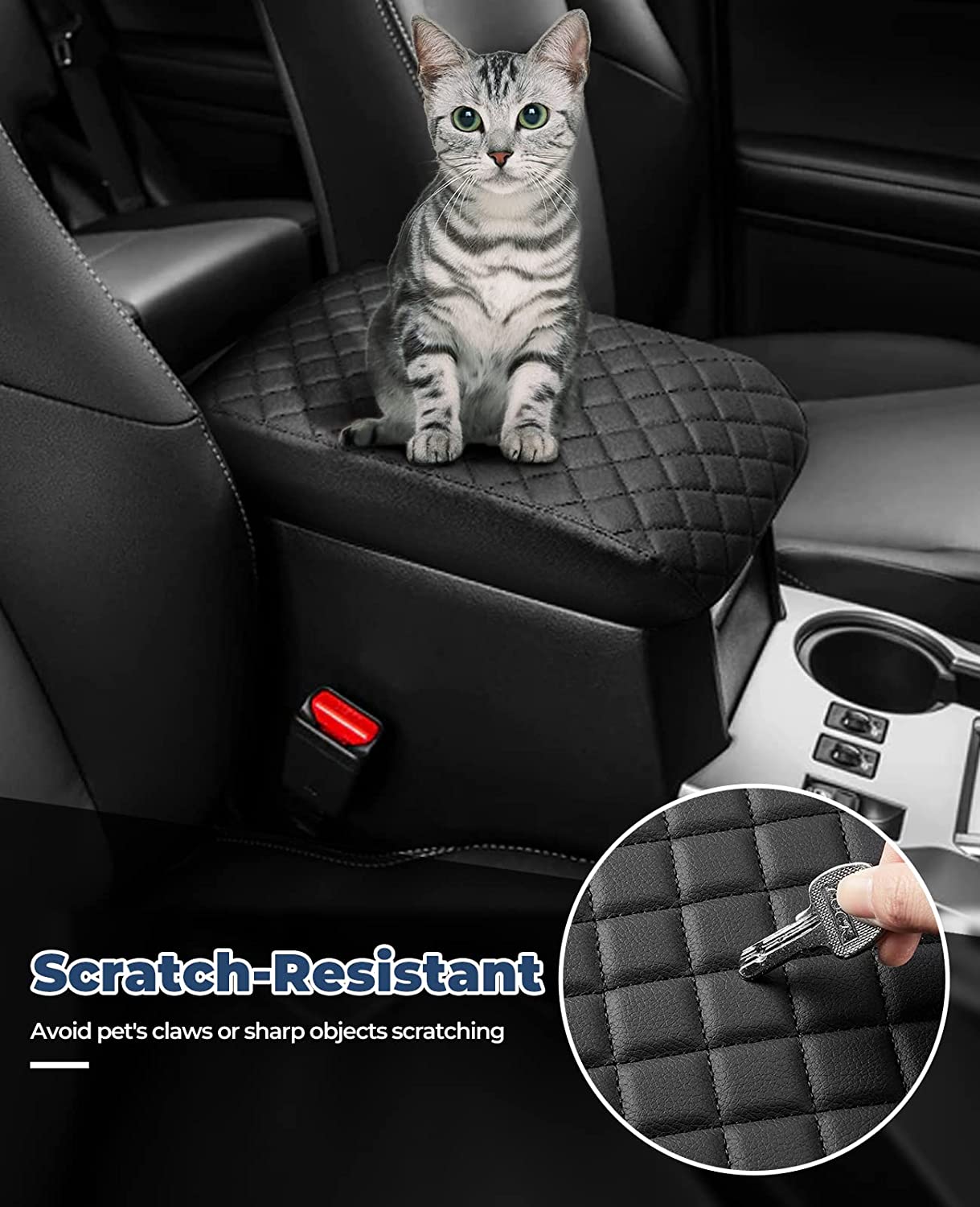 Center Console Cover Customized Armrest Cover Compatible with 2010-2022 4Runner, Soft Cozy Leather Arm Rest Covering for Car, Well-Make Durable Console Cushion Pad, Easy to Install, Black
