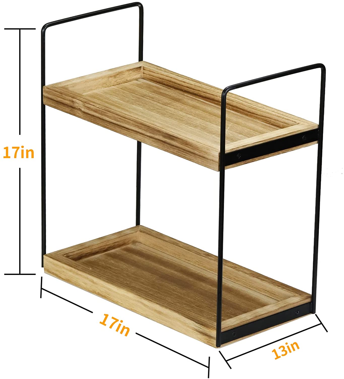 2-Tier Bathroom Organizer Cuntertop, Wood Bathroom Counter Organzier and Storage Shelf, Vanity Organizer Bathroom Counter Tray Cosmetic Makeup Shelf, Kitchen Counter Organizers Spice Rack