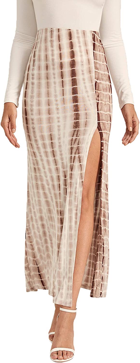 Women's Solid Color High Waist Side Split Maxi Skirt