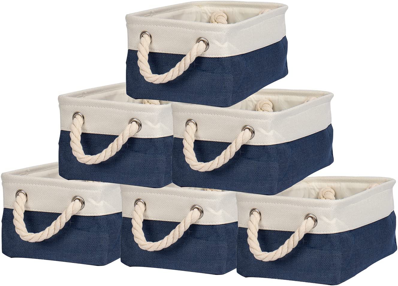 HOSEN Storage Basket Set 3 Pack Large 14 L x 10 W x 9 H - Collapsible Cotton Basket with 2 Handles Organizer Basket Bin Box for Organizing Shelf Nursery Home Closet (Coffee)