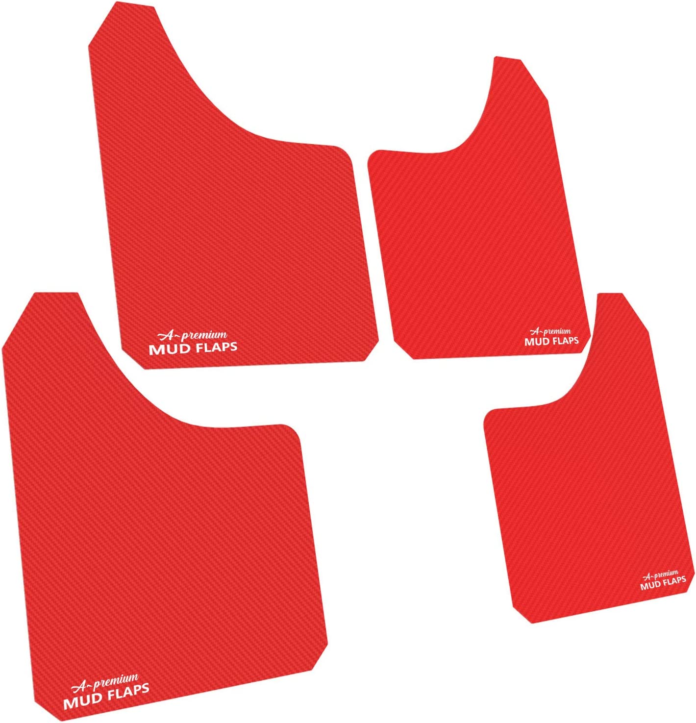 A-Premium 4 Pcs Red Universal Splash Guards Mud Flaps Mudflaps Mudguard Fender Flares for Car Pickup Truck SUV with Hardware Front and Rear