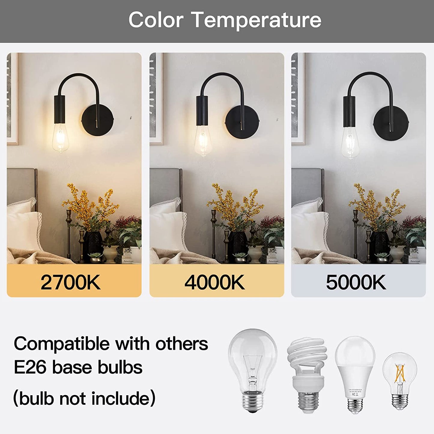 Wall Sconce,Black Wall Light Fixture,1-Light Metal Wall Light for Foyer Bedroom Living Room Dining Room.