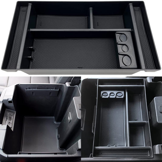 Center Console Organizer Tray fits for 2019-2022 GMC Sierra/Chevy Silverado 1500 Accessories 2020-2021 2022 Chevy Silverado/GMC Sierra 2500 HD/3500 HD -Full Center Console Models Only(Black)