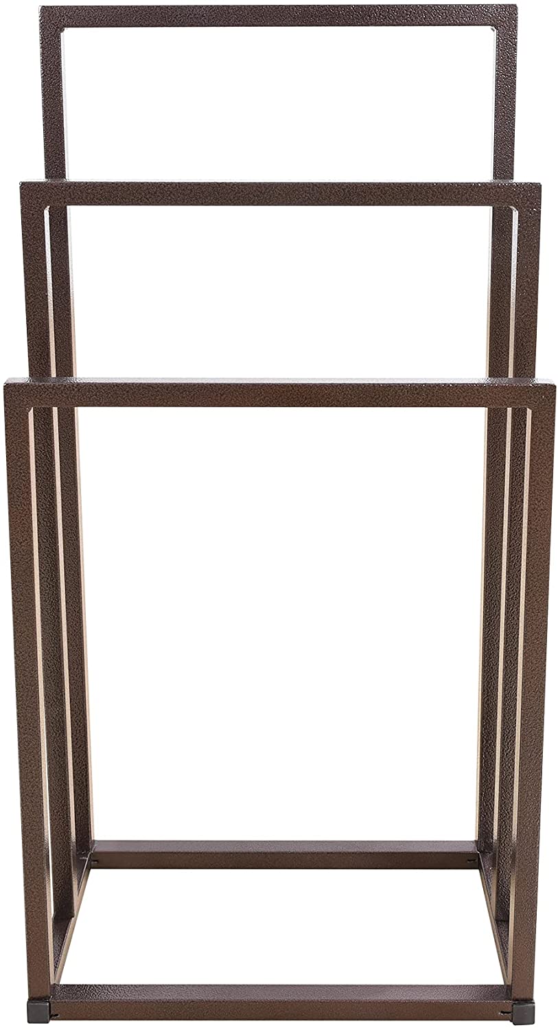 3 Tiers Metal Freestanding Towel Rack Chrome Modern Washcloths Holder Brown Drying Rack, Organizer for Hand Towels Bathroom Storage,Organization Next to Tub or Shower,Bathroom Accessories