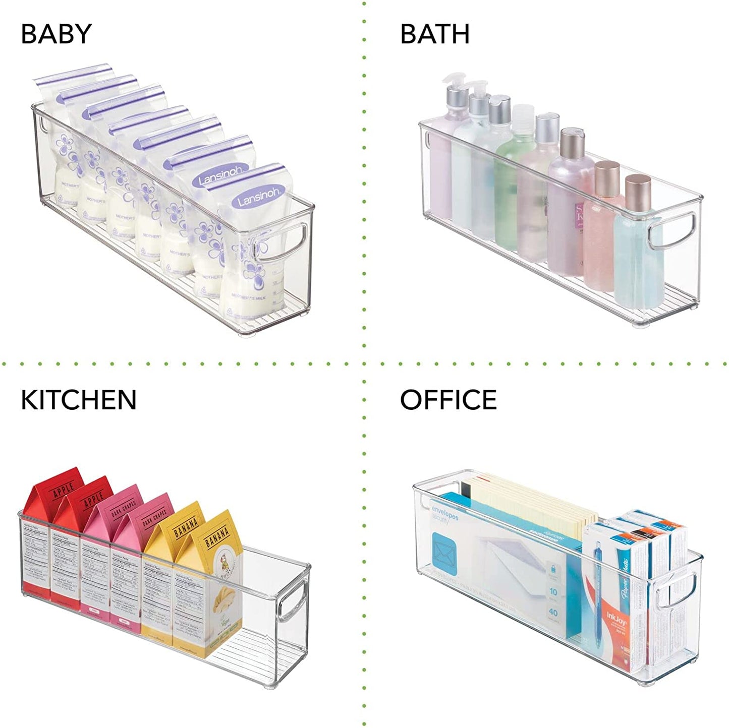 mDesign Plastic Bathroom Organizer - Storage Holder Bin with Handles for Vanity, Cupboard, Cabinet Shelf, Linen or Hallway Closets, Holds Styling Tools, Beauty Products, or Toiletries - 2 Pack - Clear