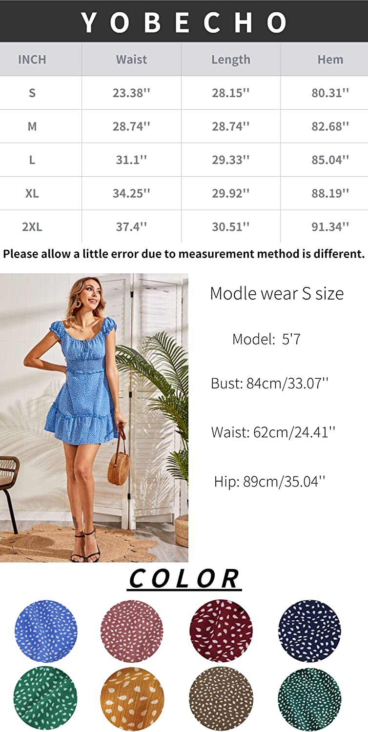 Women's Summer Ruffle Sleeve Sweetheart Neckline Printing Dress Mini Dress