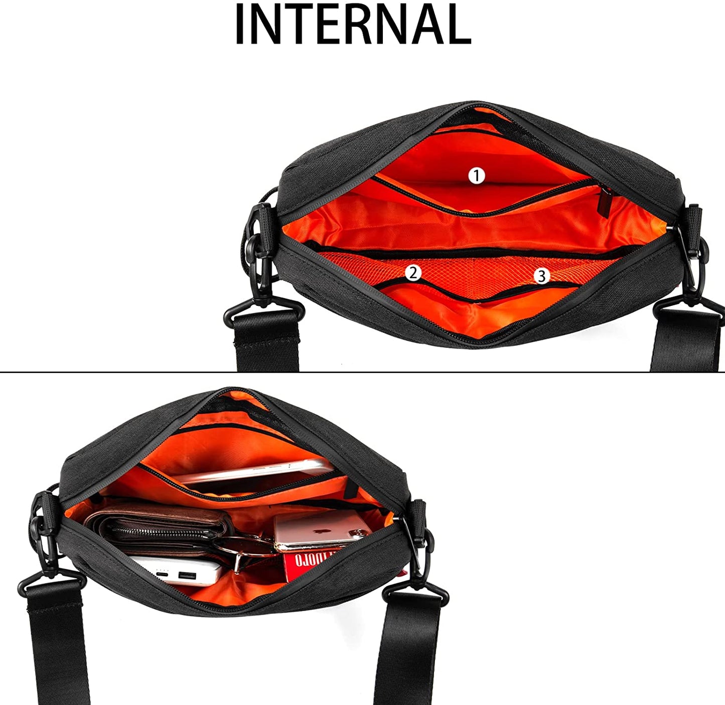 Messenger Bag Mini Messenger Bag, Small Messenger Bag for Men Women, Black Small Messenger Bag Crossbody Messenger Bag