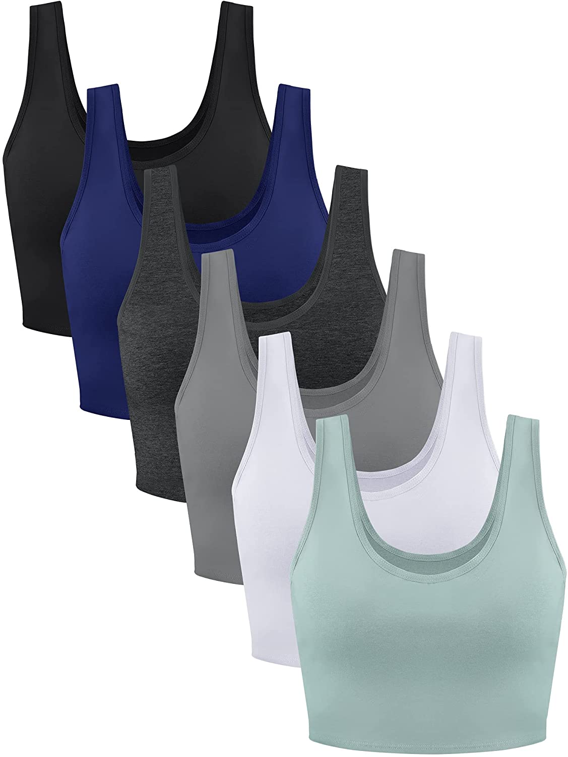 6 Pieces Women Basic Crop Tank Tops Sleeveless Racerback Sport Crop Top