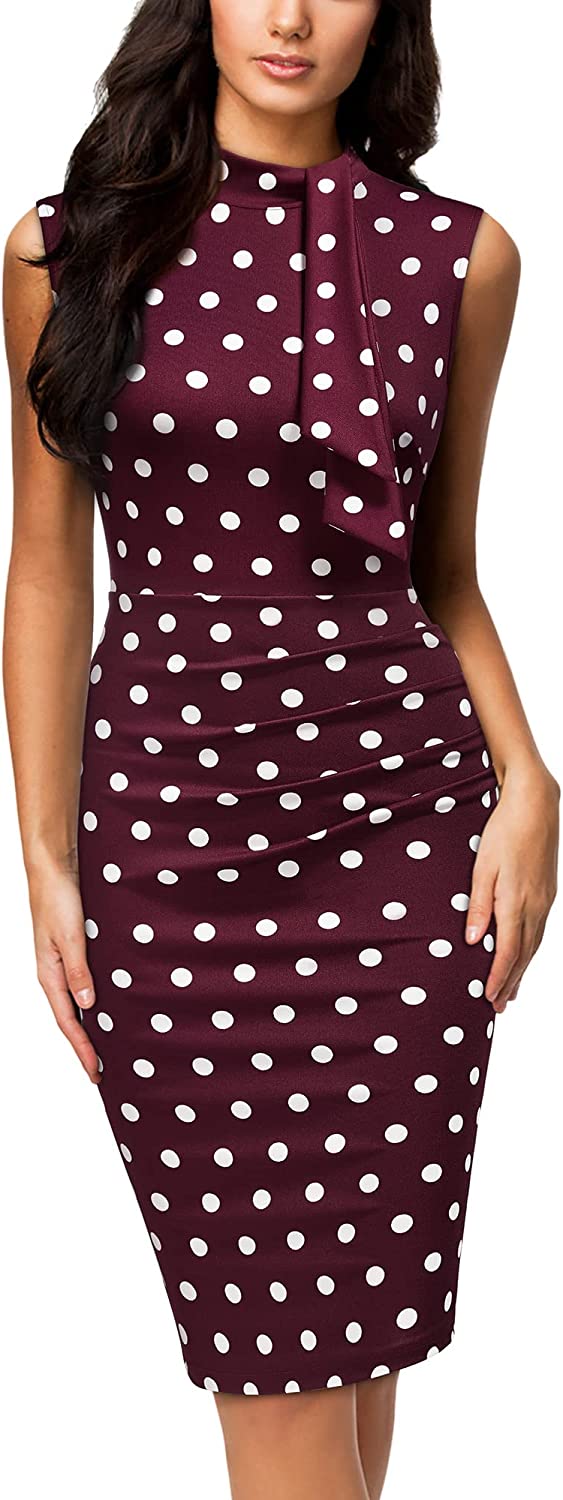 Women's Retro 1950s Style Half Collar Ruffle Cocktail Pencil Dress