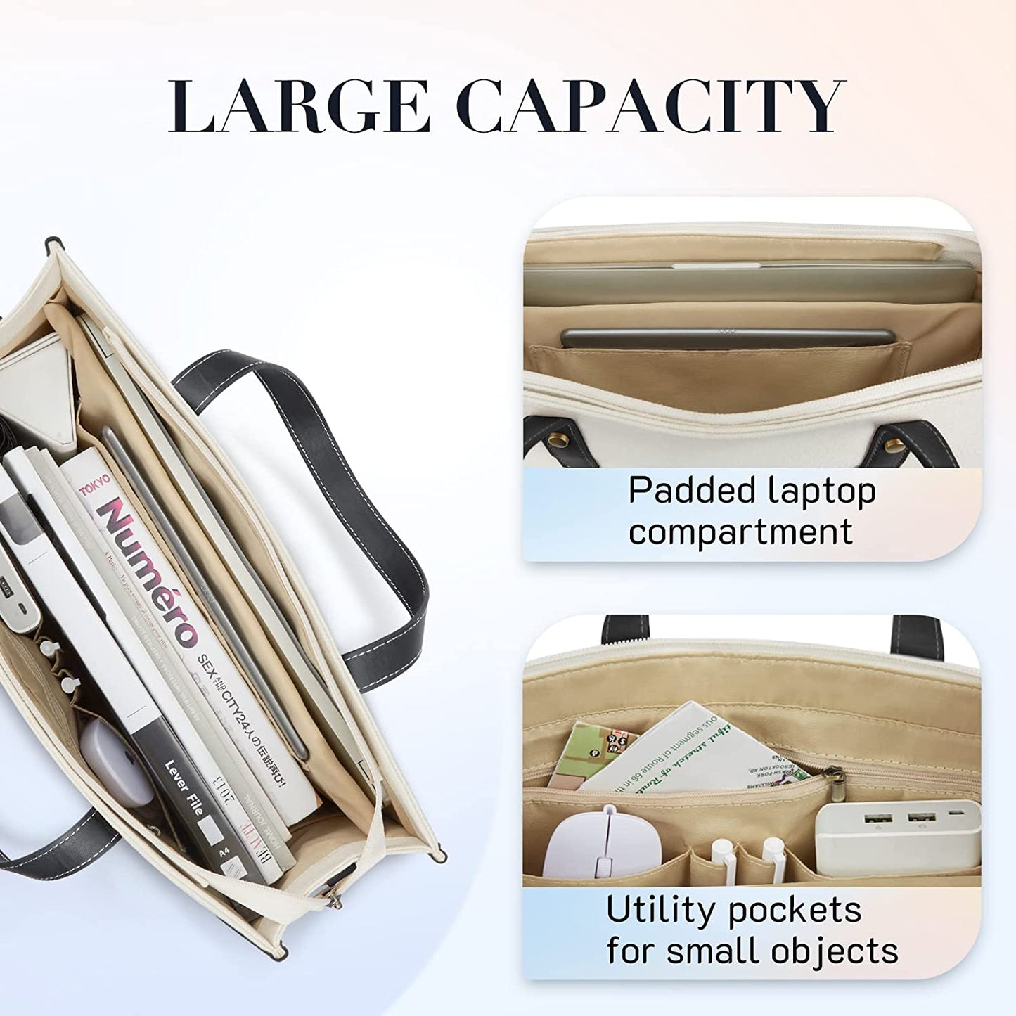 Bag Missnine Canvas Laptop Bag 15.6 inch Work Shoulder Bags Casual Briefcase Handbag for Travel, Office, School