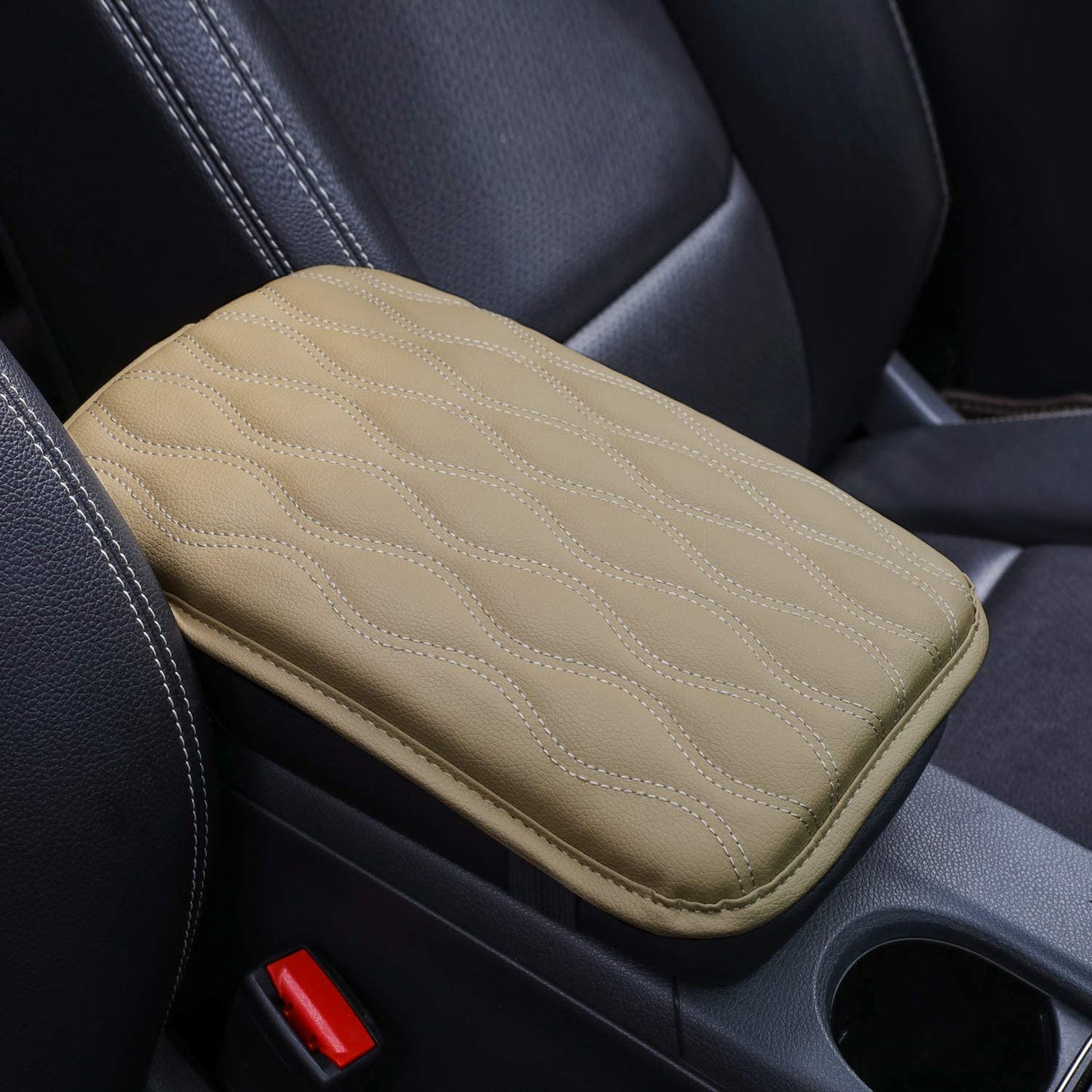Universal Center Console Cover for Most Vehicle, SUV, Truck, Car, Waterproof Armrest Cover Center Console Pad, Car Armrest Seat Box Cover Protector (Beige)