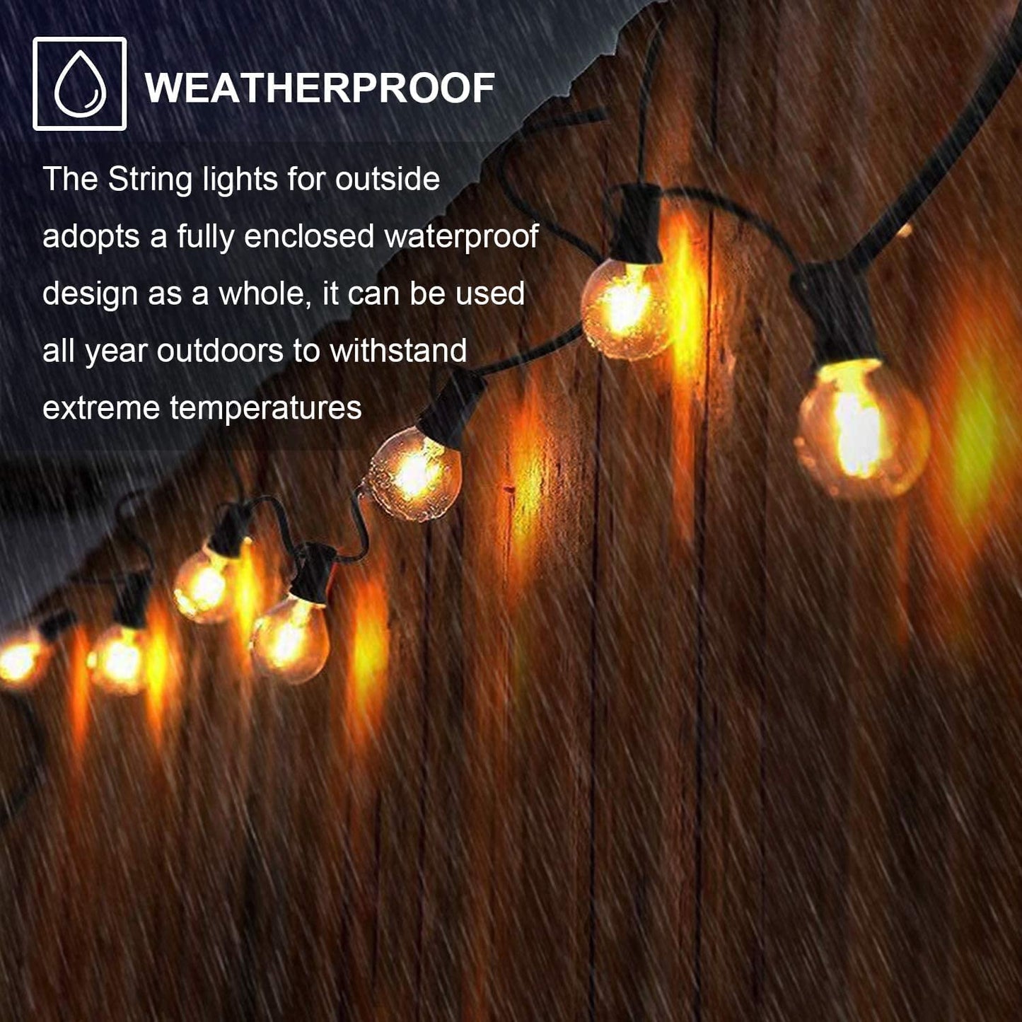 LED Outdoor String Lights Waterproof - 100FT 2 Pack Patio Lights with 52 Globe Bulbs, Connectable Commercial Hanging Lights for Outside Backyard Balcony Party