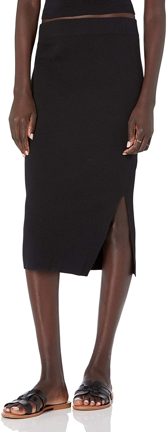 Women's Vera Slim Side Slit Midi Sweater Skirt
