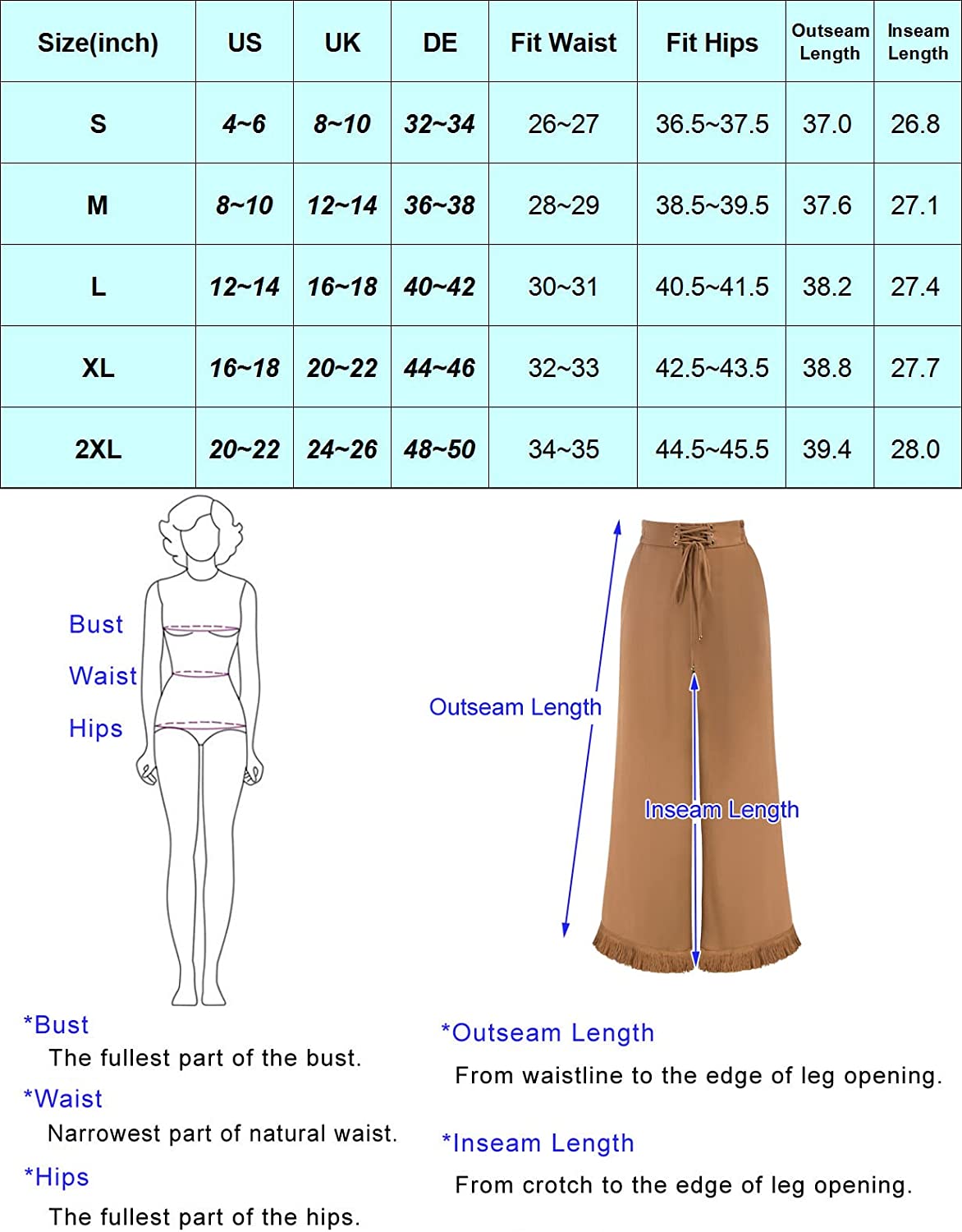 Women Wide Leg Linen Palazzo Pants Boho Drawstring Waist Oblique Tassel Hem Beach Trousers with Pockets
