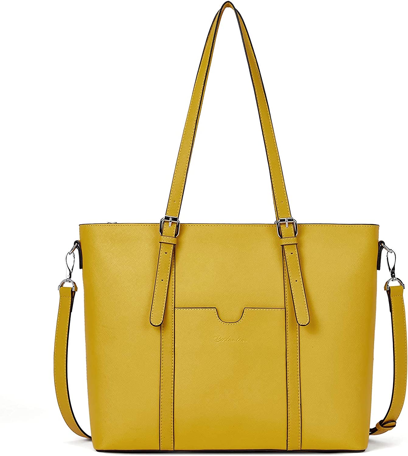 Women Leather Laptop Tote Office Shoulder Handbag Vintage Briefcase 15.6 inch Computer Work Purse