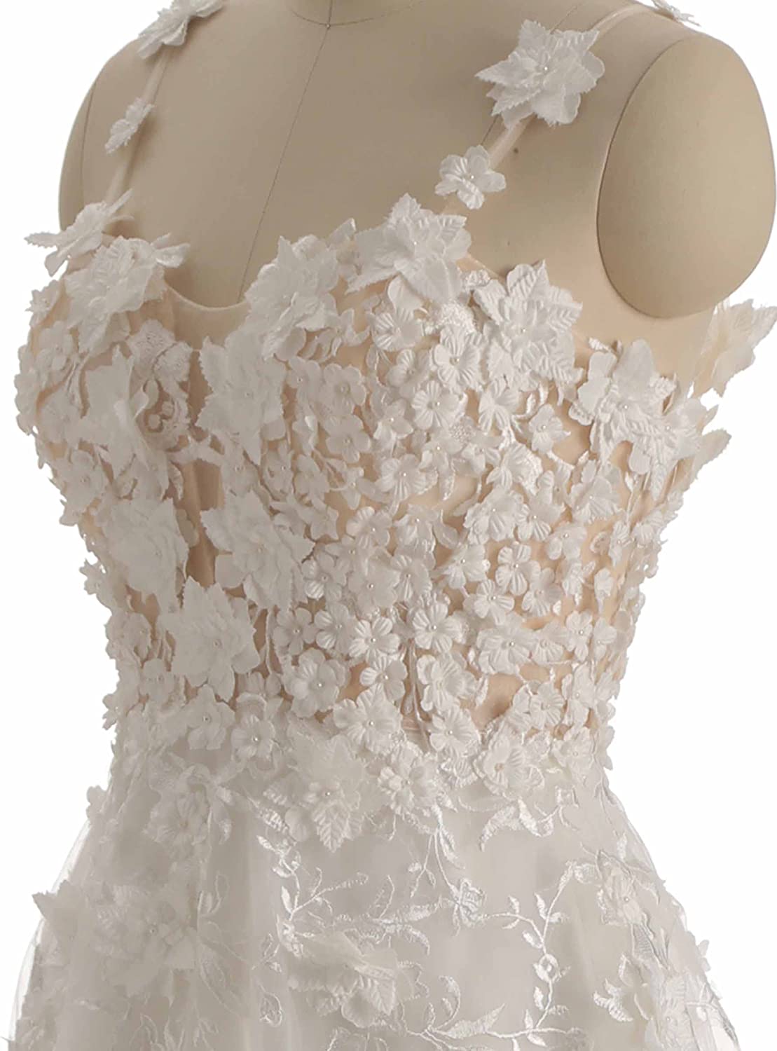 Lace Train Wedding Dress for Bride Aline Applique Bride Dress Long Tulle Off Shoulder Strapless