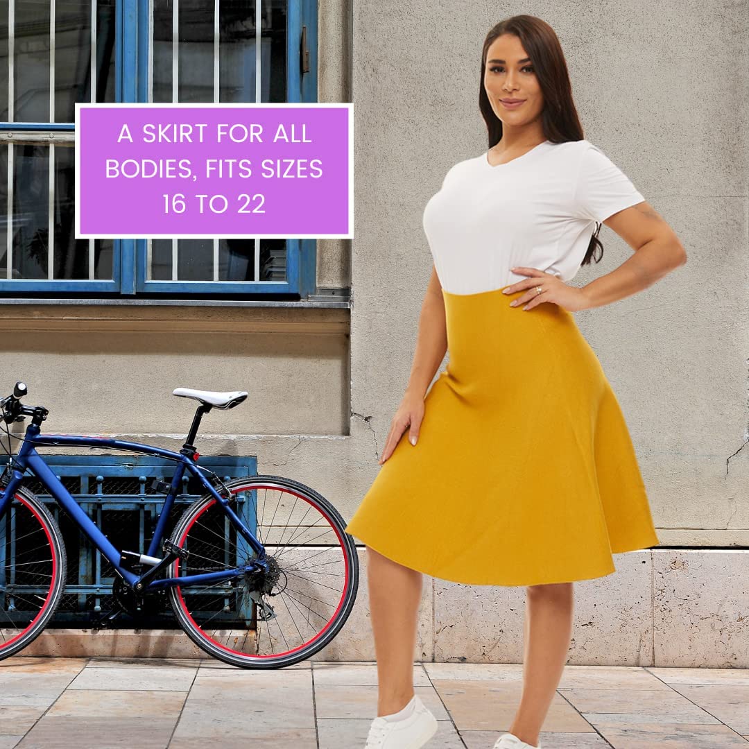 Womens Plus Size Comfortable Stretch Long Skirt-Modest No Waistband Year Round Skirts for Women - Knee Length