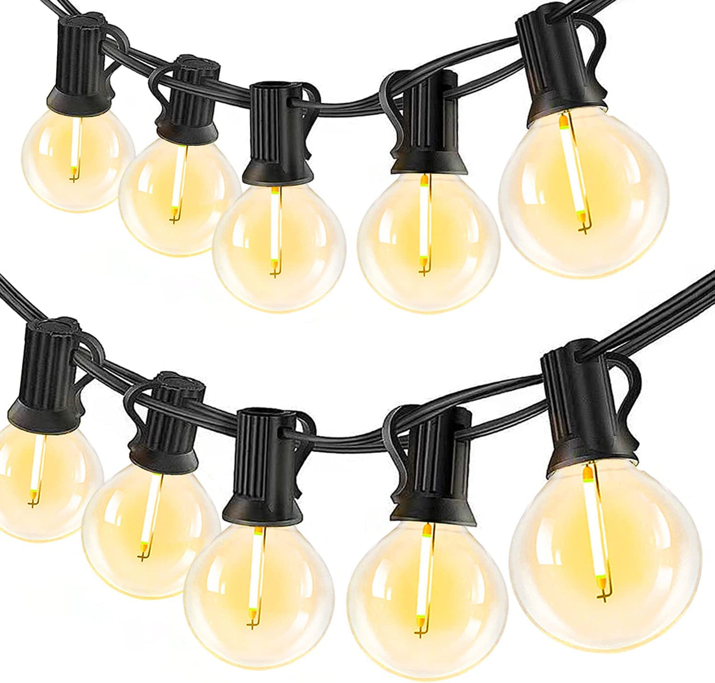 LED Outdoor String Lights Waterproof - 100FT 2 Pack Patio Lights with 52 Globe Bulbs, Connectable Commercial Hanging Lights for Outside Backyard Balcony Party