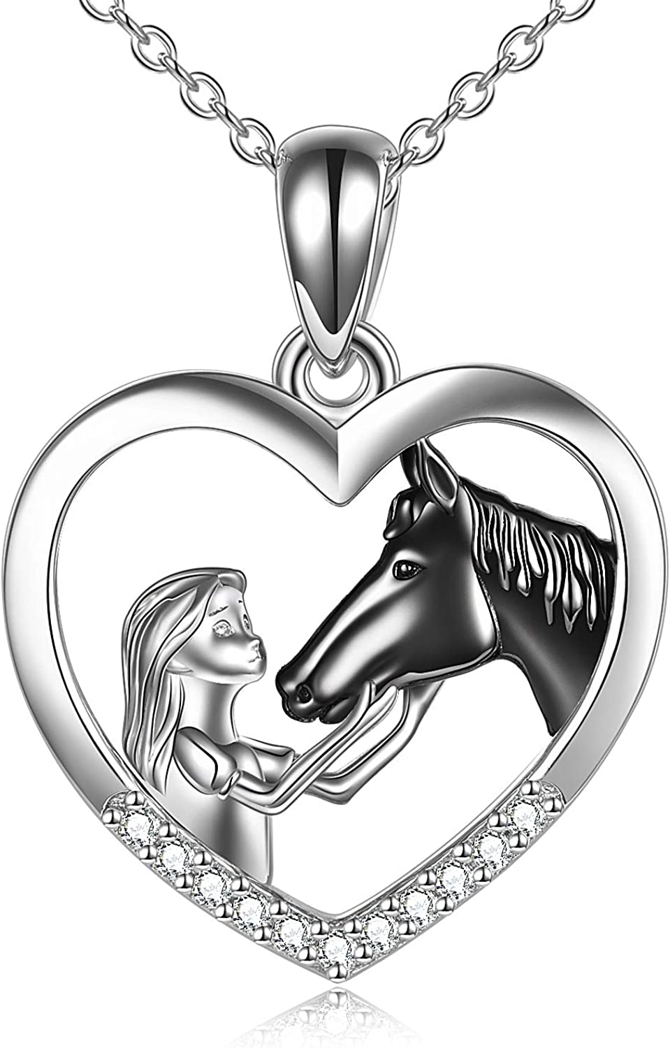 Horse Pendant Necklace Sterling Silver Girls with Horse Gift For Women Girls