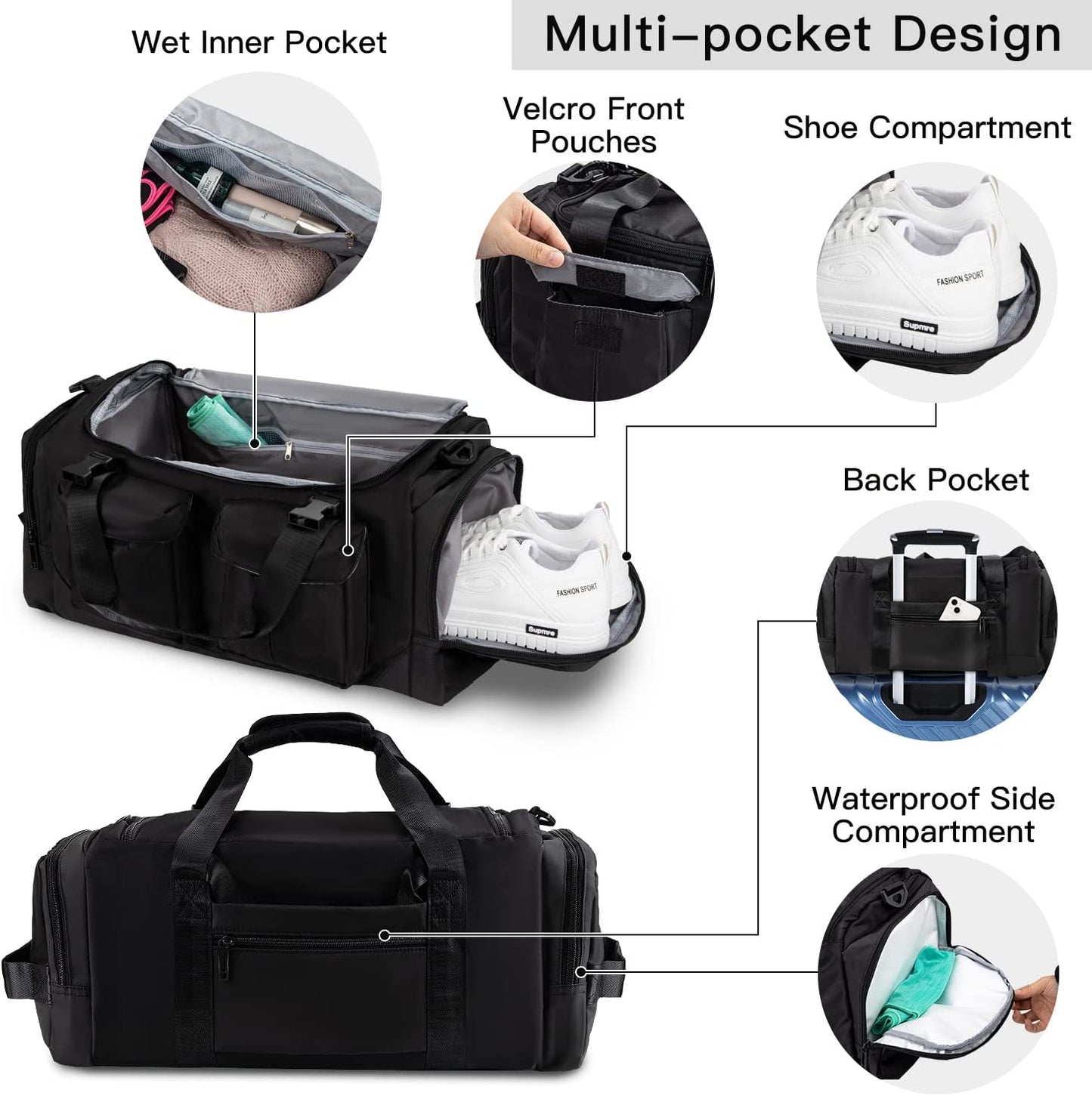 Jueachy Gym Bag for Men Small Gym Bag for Women Workout Duffle Bag Luggage Weekend Travel Backpack with Shoe Compartment Waterproof
