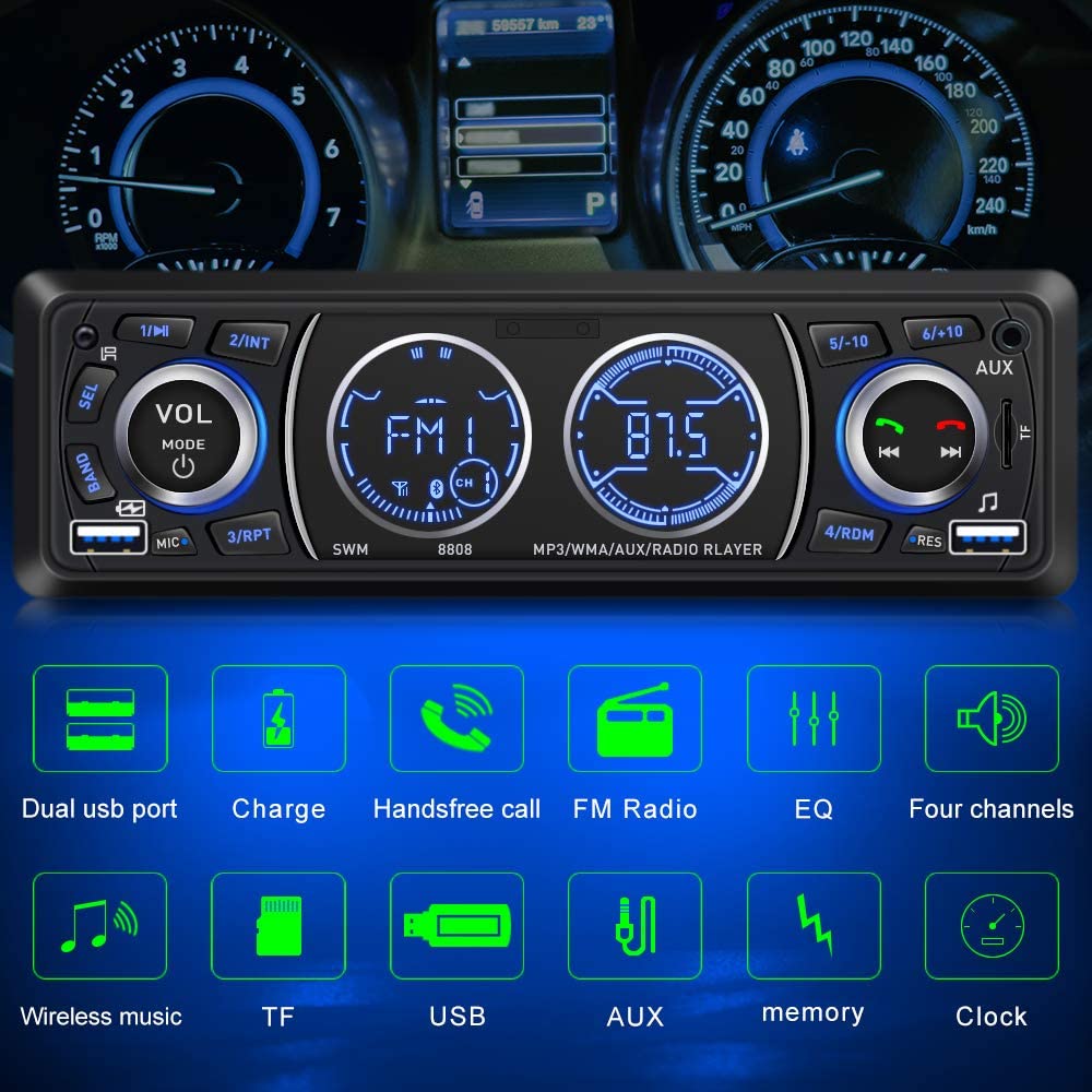 Car Stereo with Bluetooth Single din in Dash car Stereo aduio stereos for car Support USB Port, SD Card AUX in with Remote Control