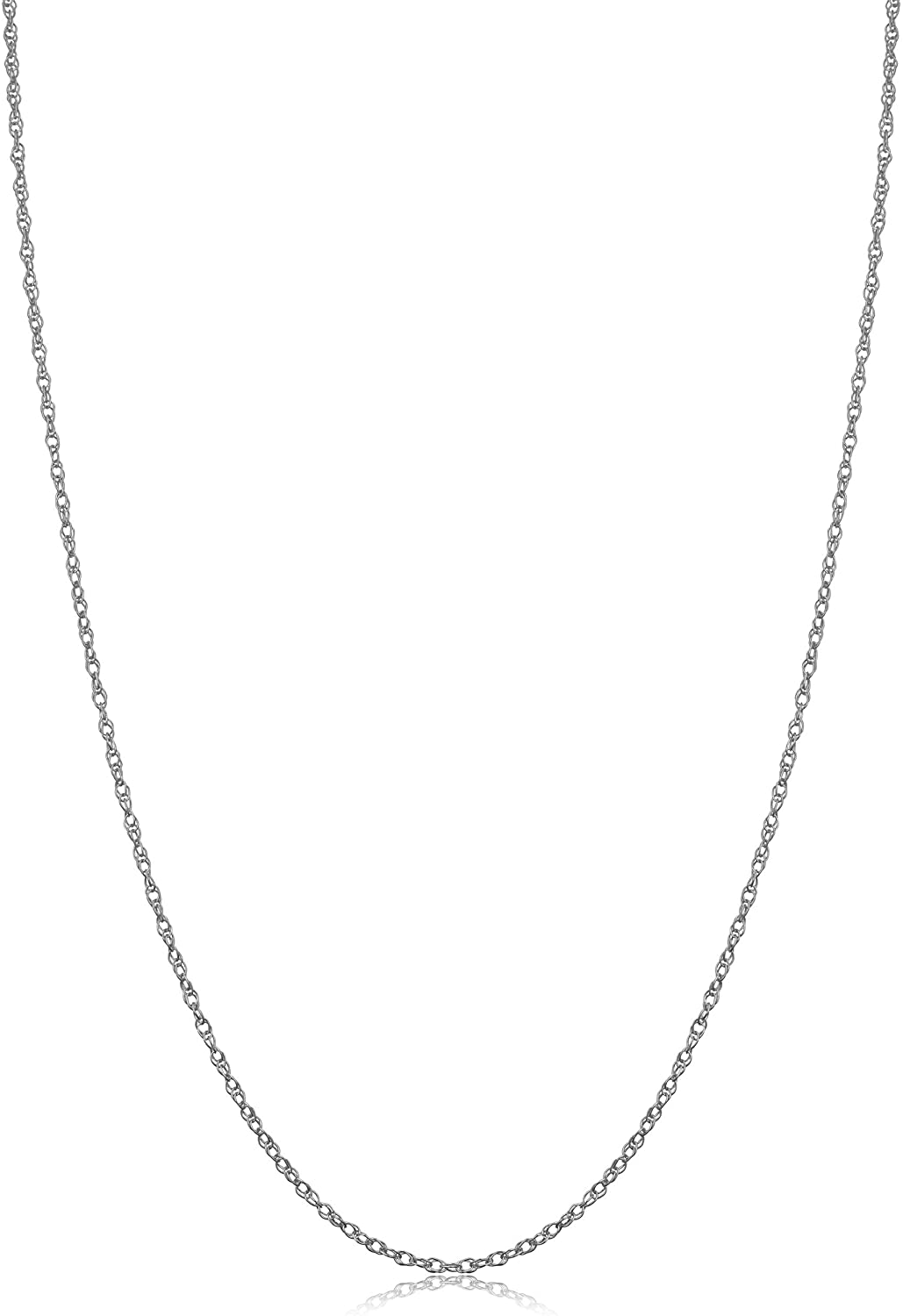 14k White Gold Rope Chain Barely-There Necklace For Women (0.7 mm, 0.9 mm, 1 mm or 1.3 mm) - Thin And Lightweight
