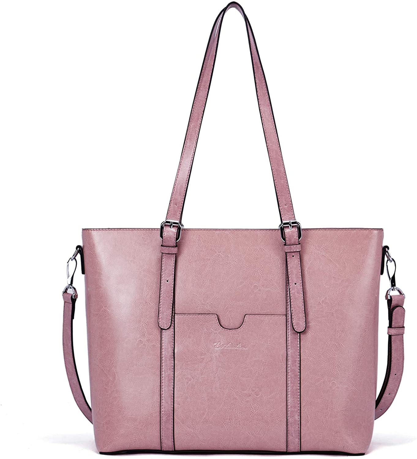 Women Leather Laptop Tote Office Shoulder Handbag Vintage Briefcase 15.6 inch Computer Work Purse