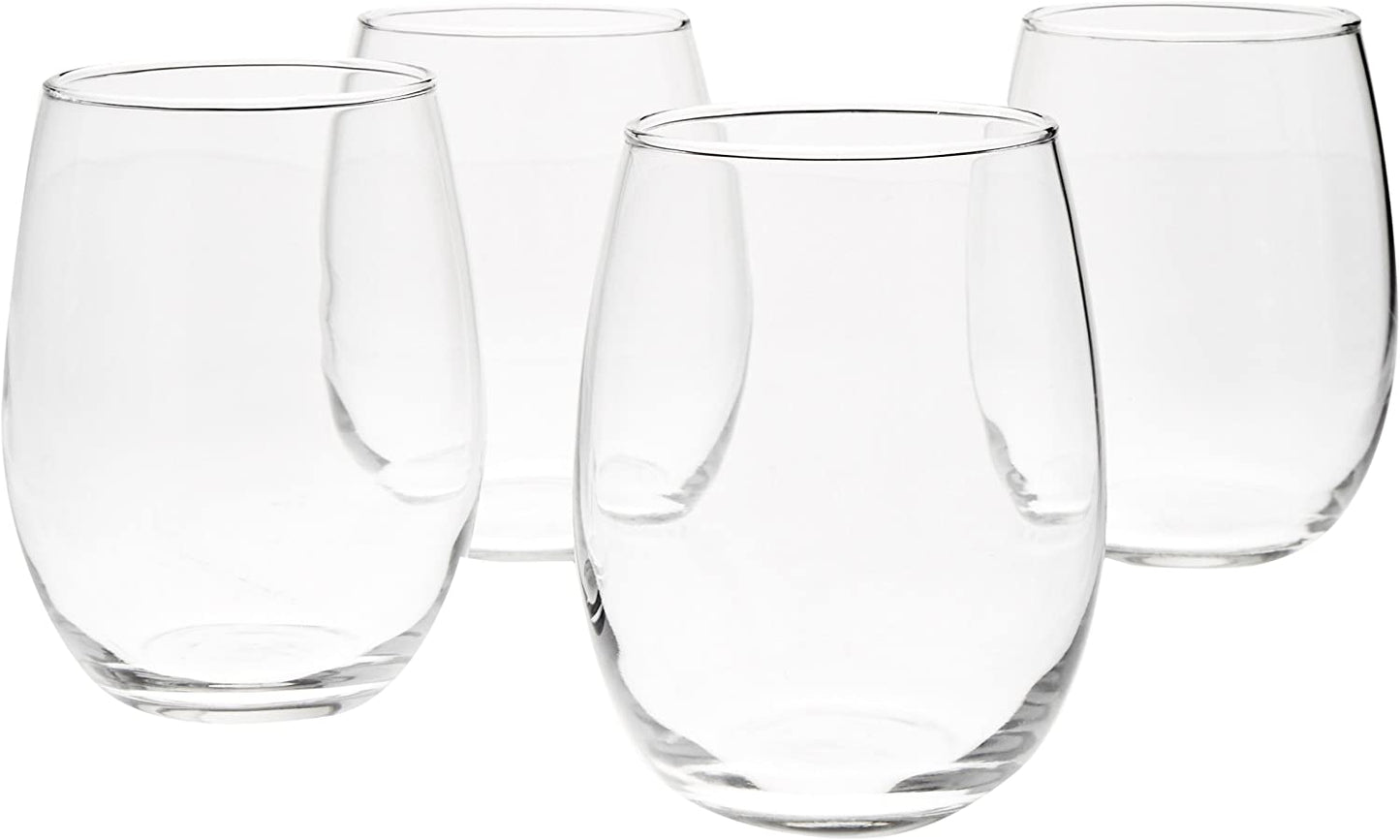 Stemless Wine Glasses (Set of 4), 15 oz