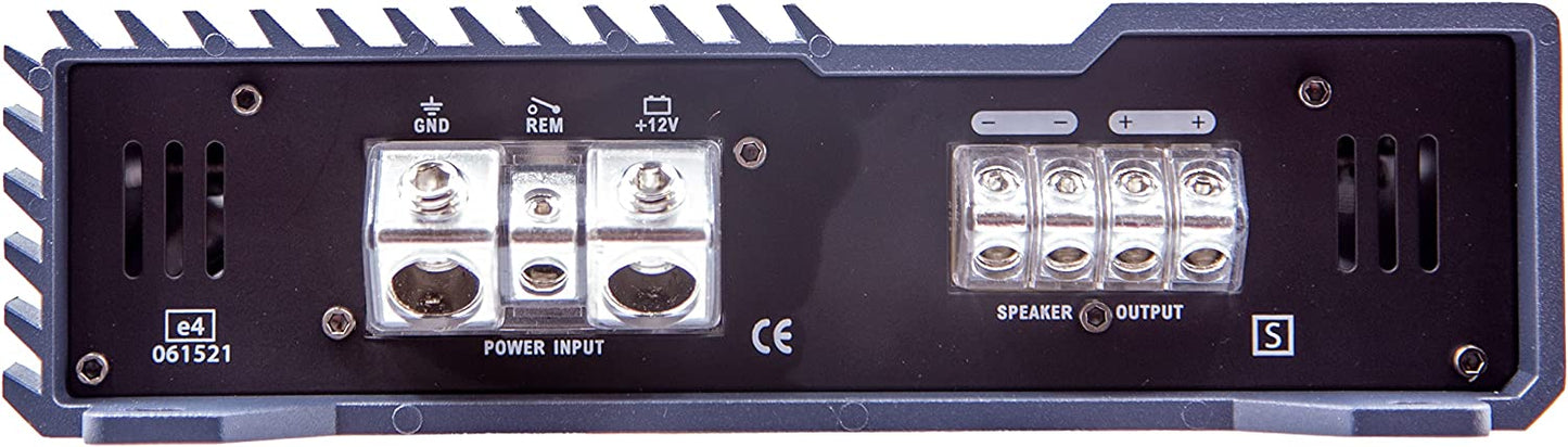 BXX6000.1D 6000 Watt RMS 1-Channel Monoblock D Class Amplifier Brutus Car Audio with Blue 0 Gauge Installation Kit Bundle, Silver