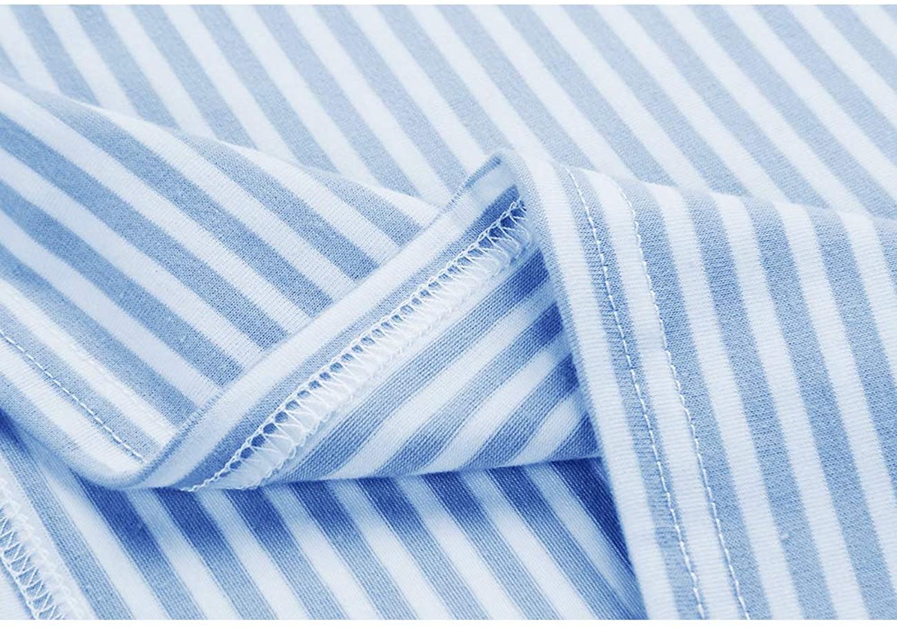 Women's Summer Striped Short Sleeve T Shirt Dress Casual Tie Waist Midi Dress