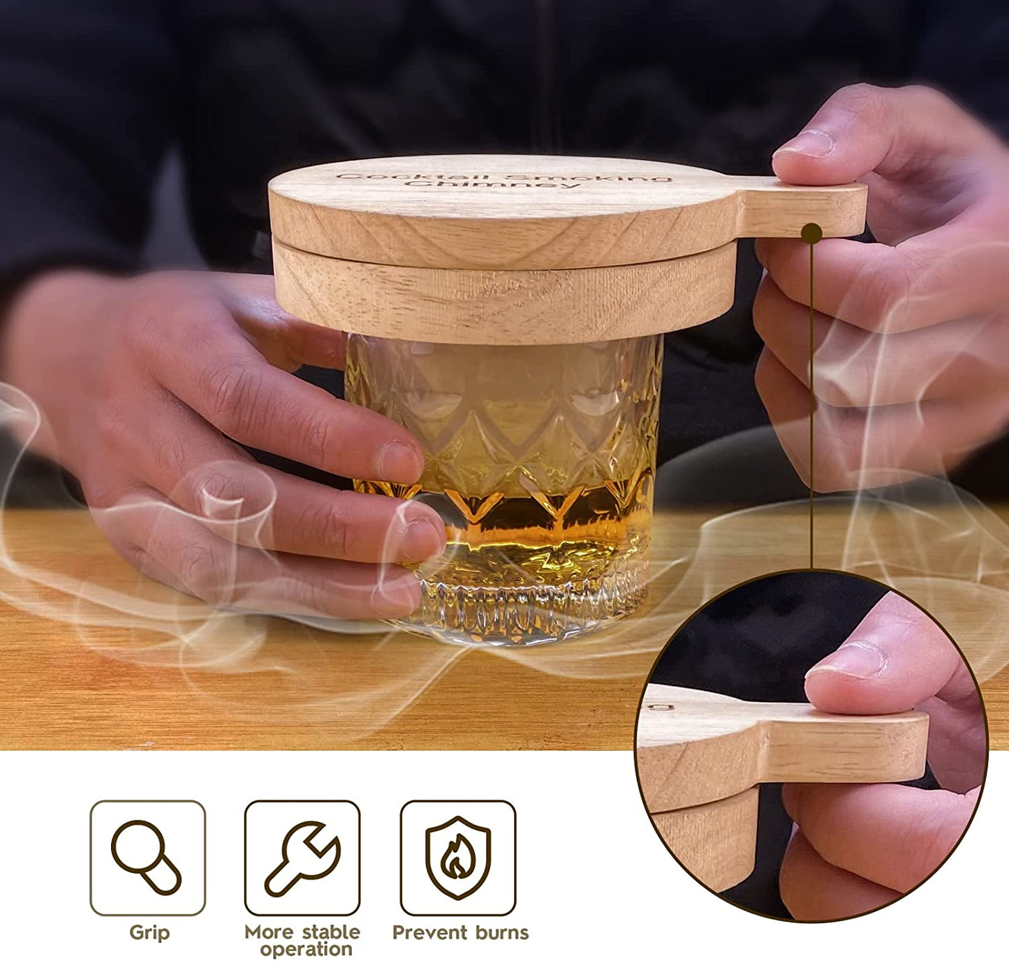 2-Pack Cocktail Smoker Kit with 4 Flavors Natural Wood Chips, Old-Fashioned Smoking Chimney Infuser for Whiskey, Wine, Steak, Cheese - Drinkware & Bar Tools as Gift for Bourbon Lover, Dad, Husband