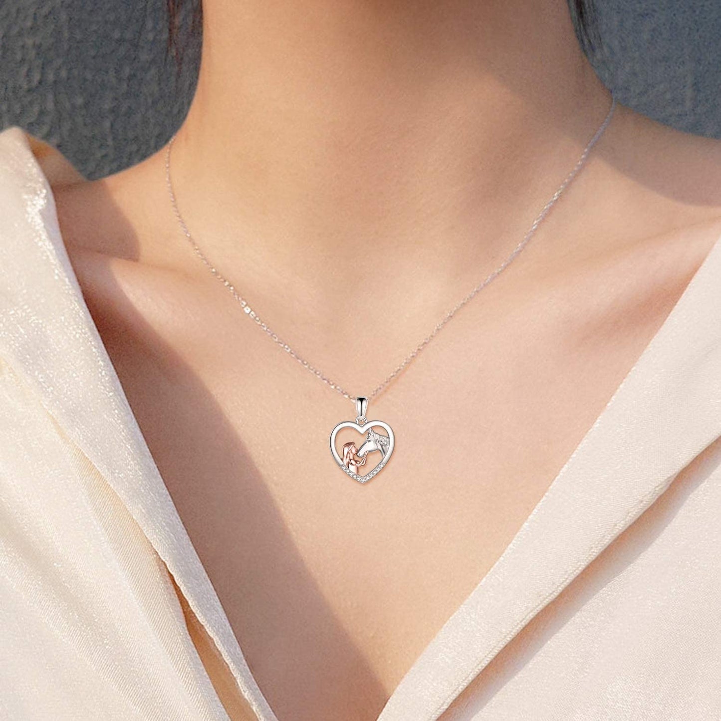 Horse Pendant Necklace Sterling Silver Girls with Horse Gift For Women Girls