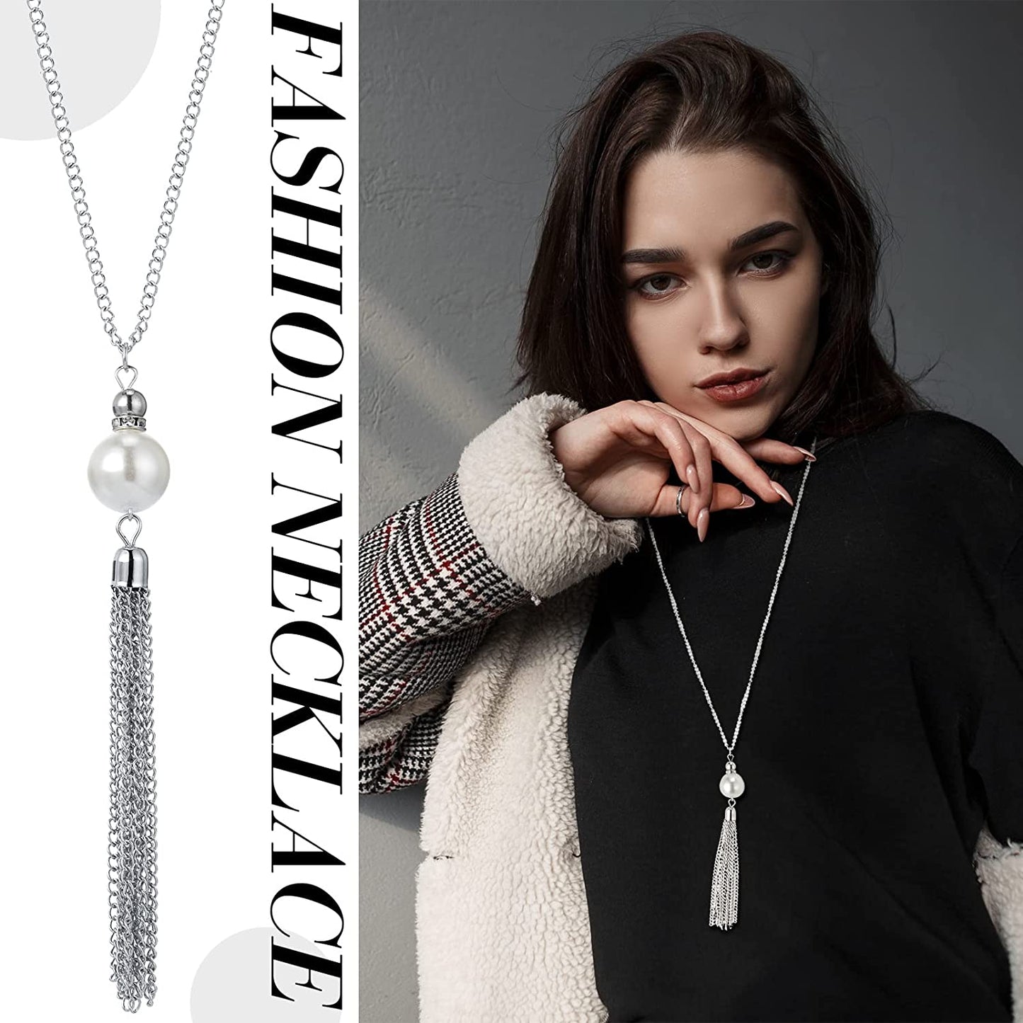 12 Pieces Long Pendant Necklace Set Y Tassel Leaf Circle Bar Necklace for Women