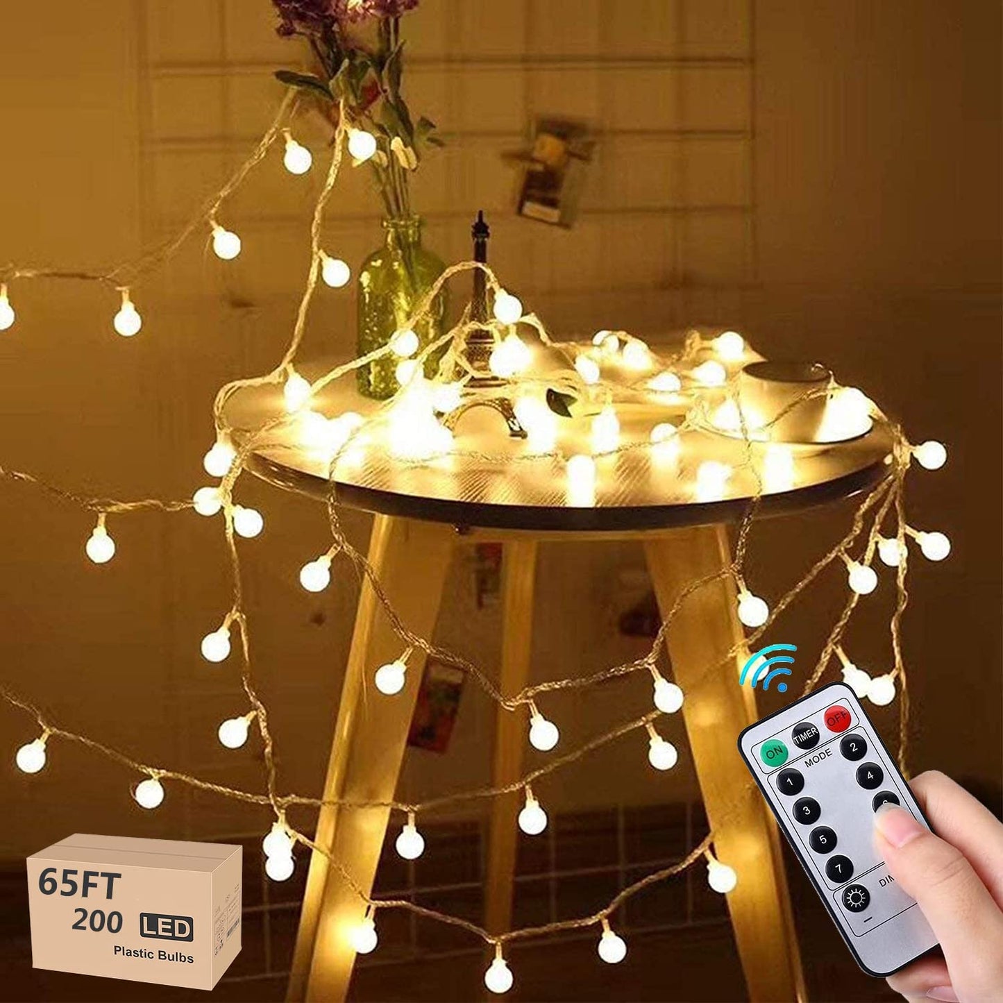 String Lights 49 Feet 100 led,8 Modes Fairy String Lights Plug in,Indoor String Lights for Bedroom,Classroom,Outdoor String Lights for Patio,Garden,Party,Wedding-Warm White