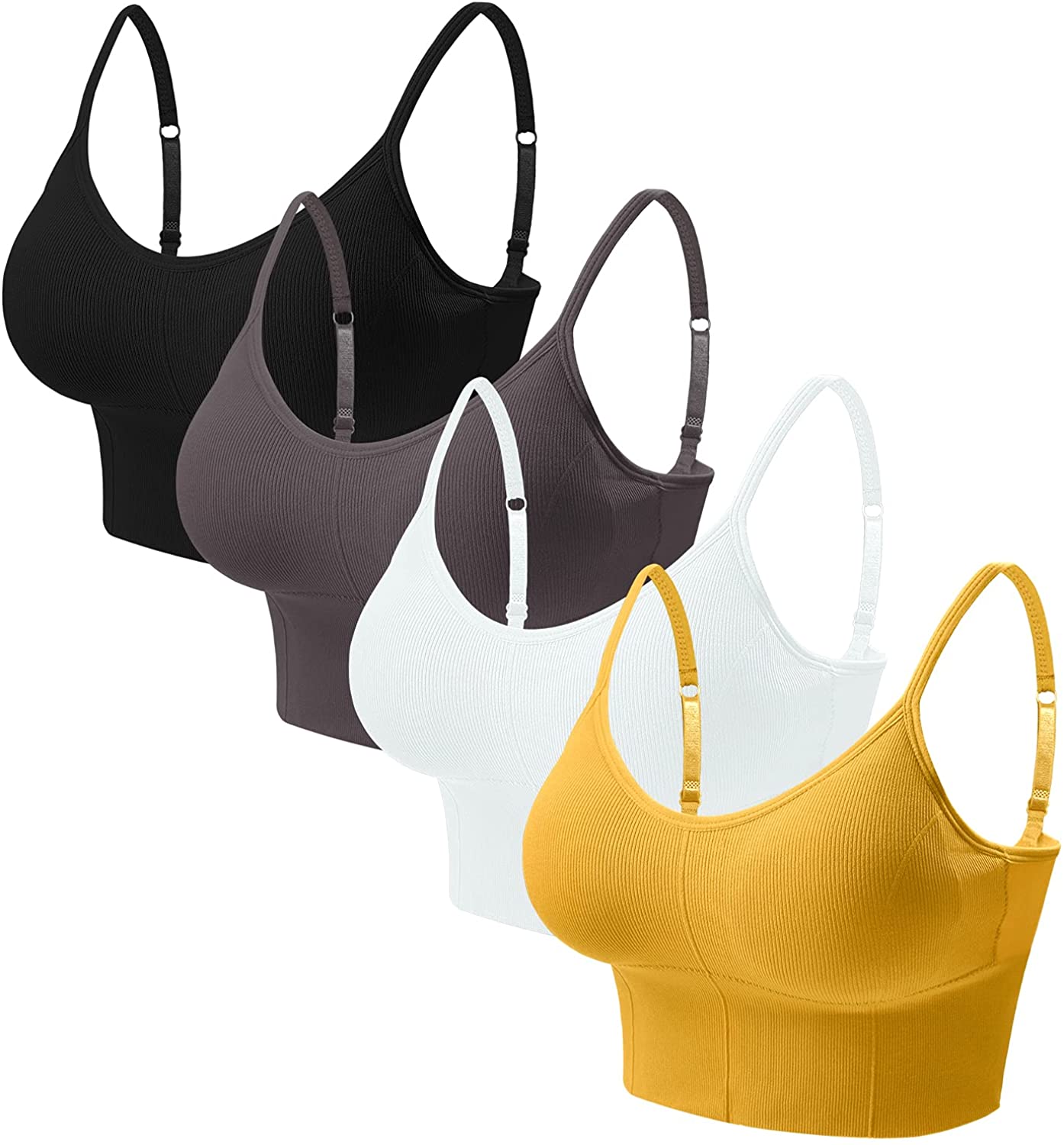 Eleplus 4 Pieces Comfy Sleep Bra for Women Cami Lounge Bra Wirefree Padded Bralettes Longline Pack of 4