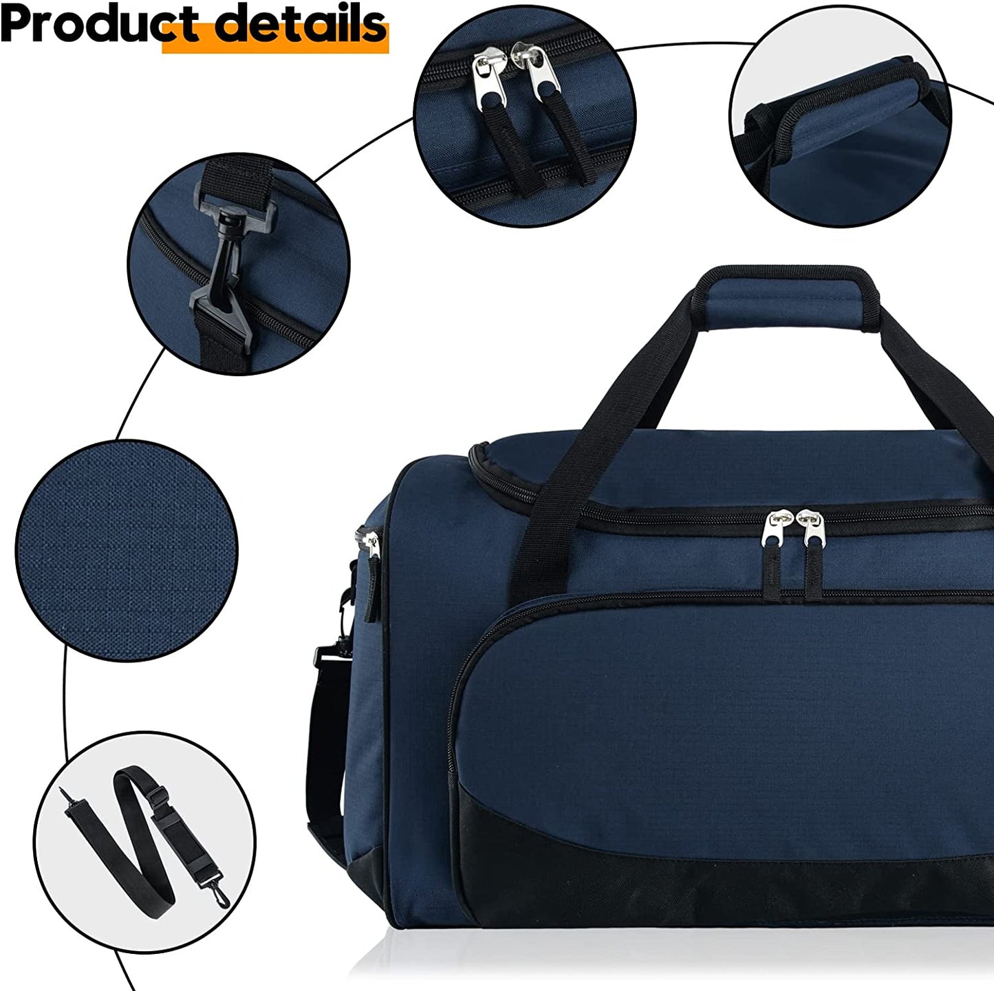 Gym Bag for Men Women Large Sports Duffle Bags 55L Travel Duffel Bag Navy Blue