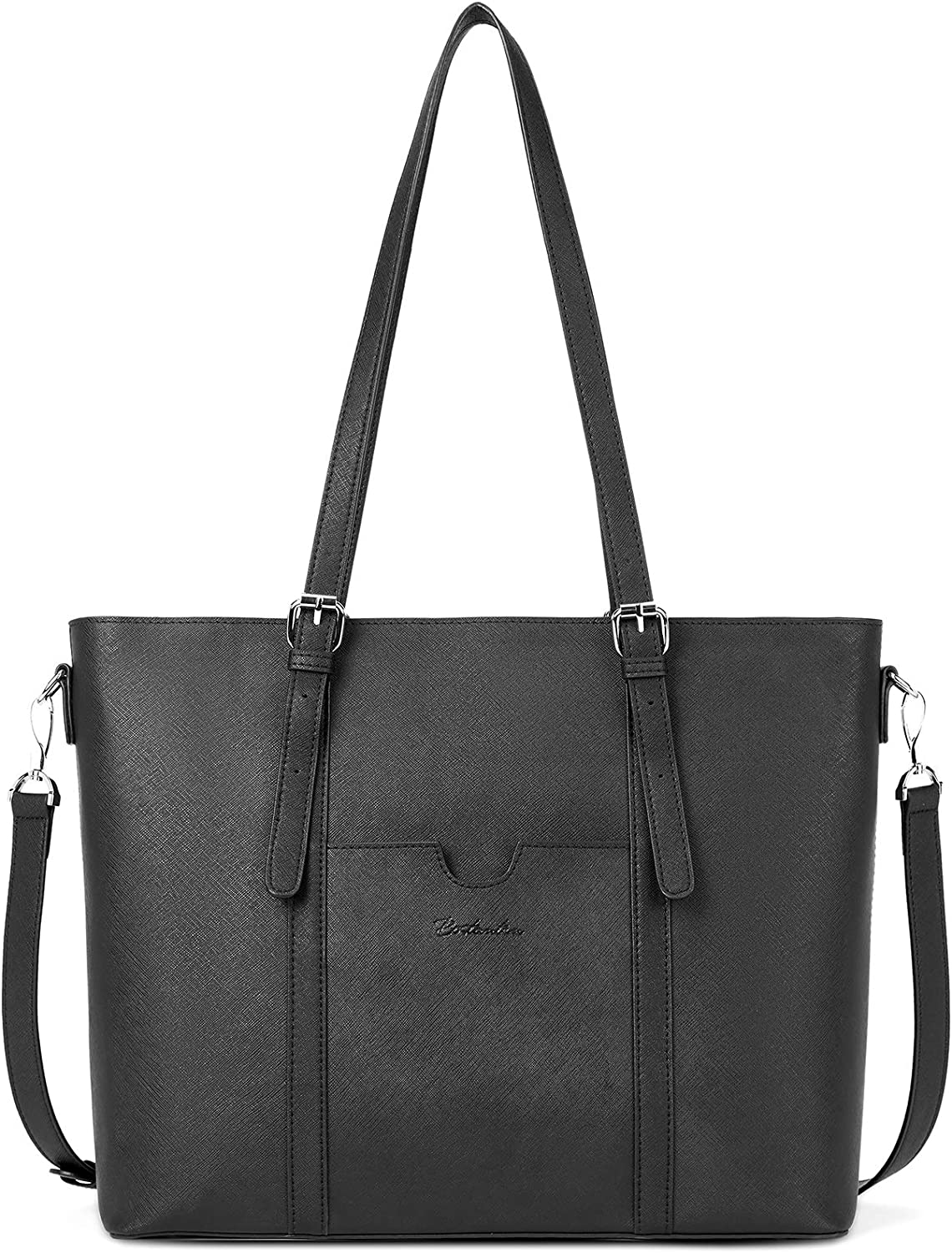 Women Leather Laptop Tote Office Shoulder Handbag Vintage Briefcase 15.6 inch Computer Work Purse