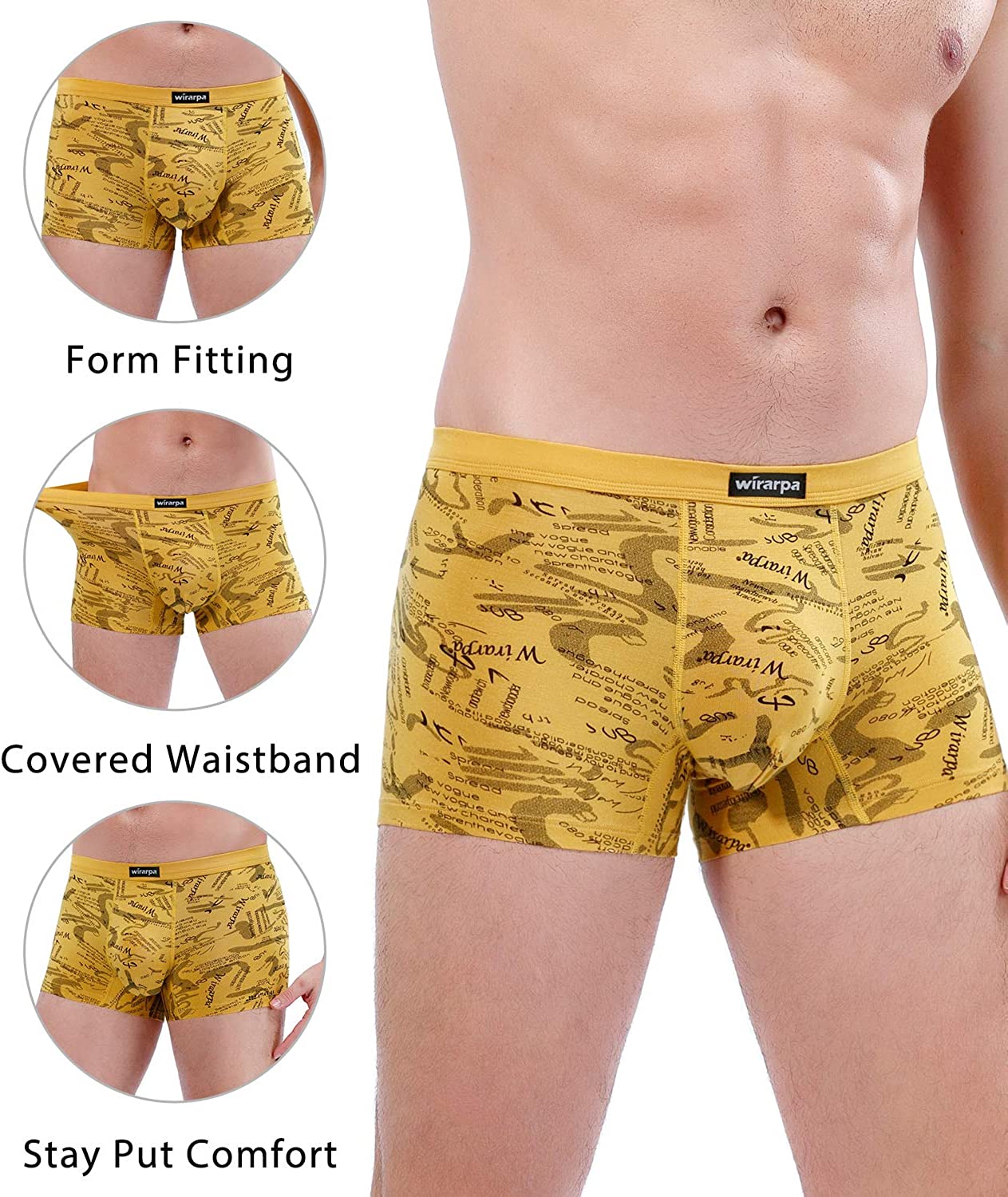 Men's Breathable Modal Microfiber Trunks Underwear Covered Band Multipack