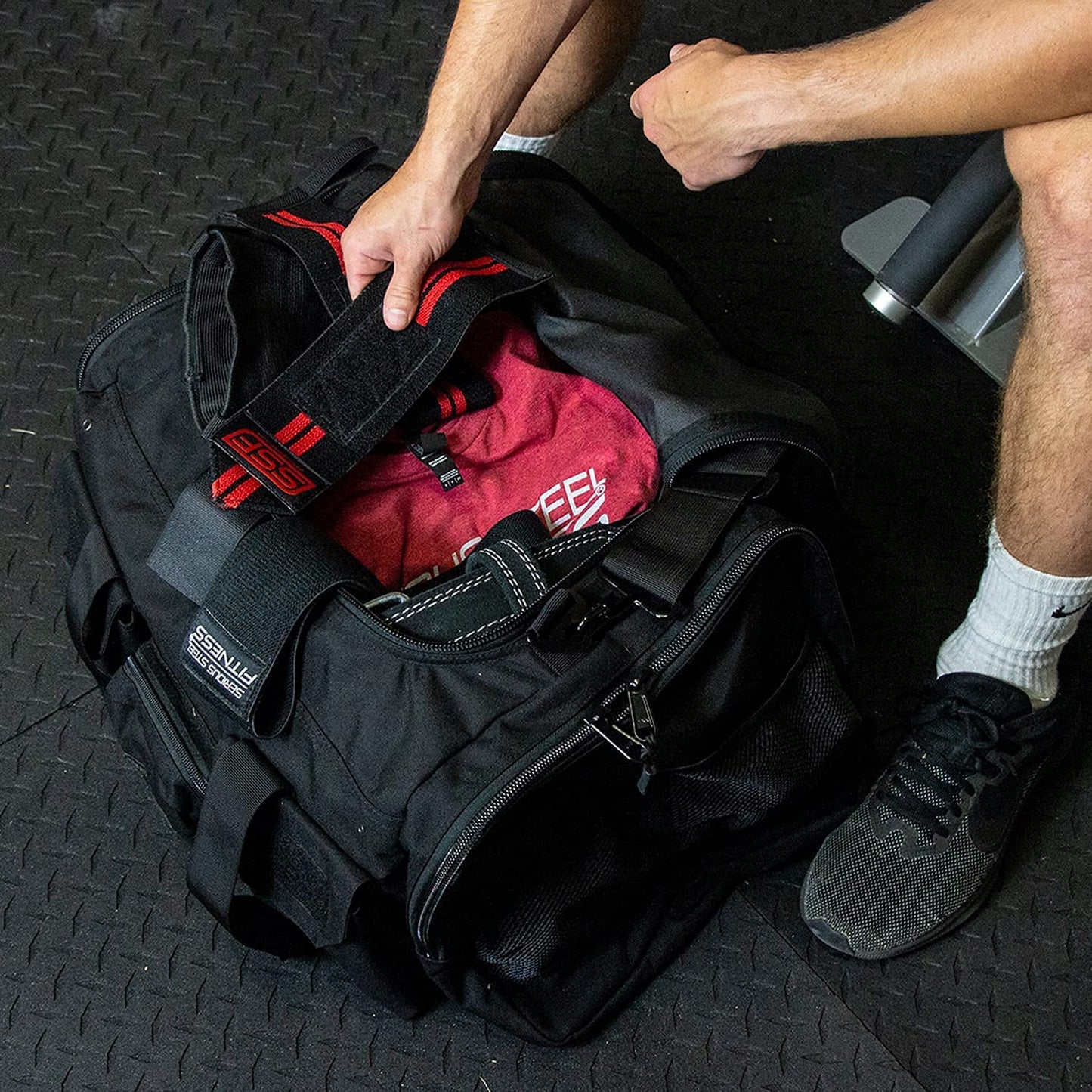 Serious Steel Fitness Gym Bag | 1000D Nylon Duffel Bag | Heavy Duty (Black - Big Bud)