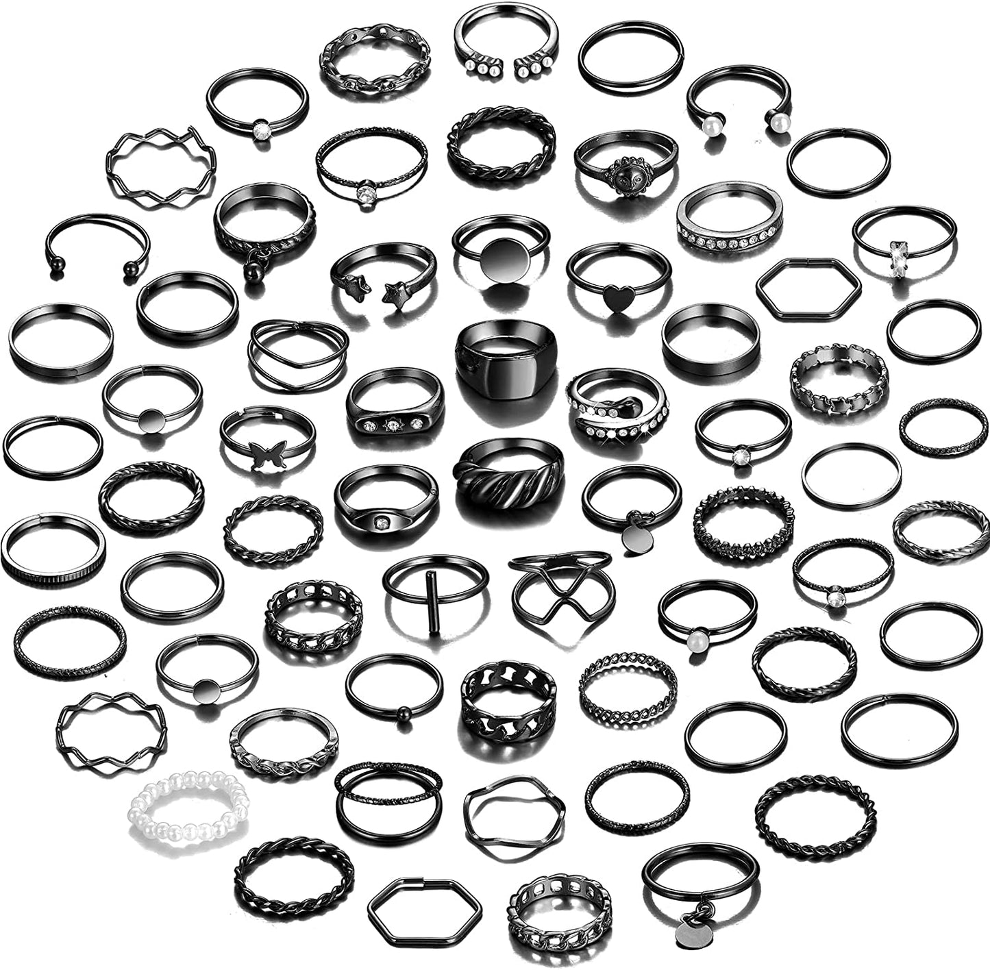 68 Pcs Gold Knuckle Rings Set for Women Girls, Stackable Rings Boho Joint Finger Midi Rings Silver Hollow Carved Crystal Stacking Rings Pack for Gift
