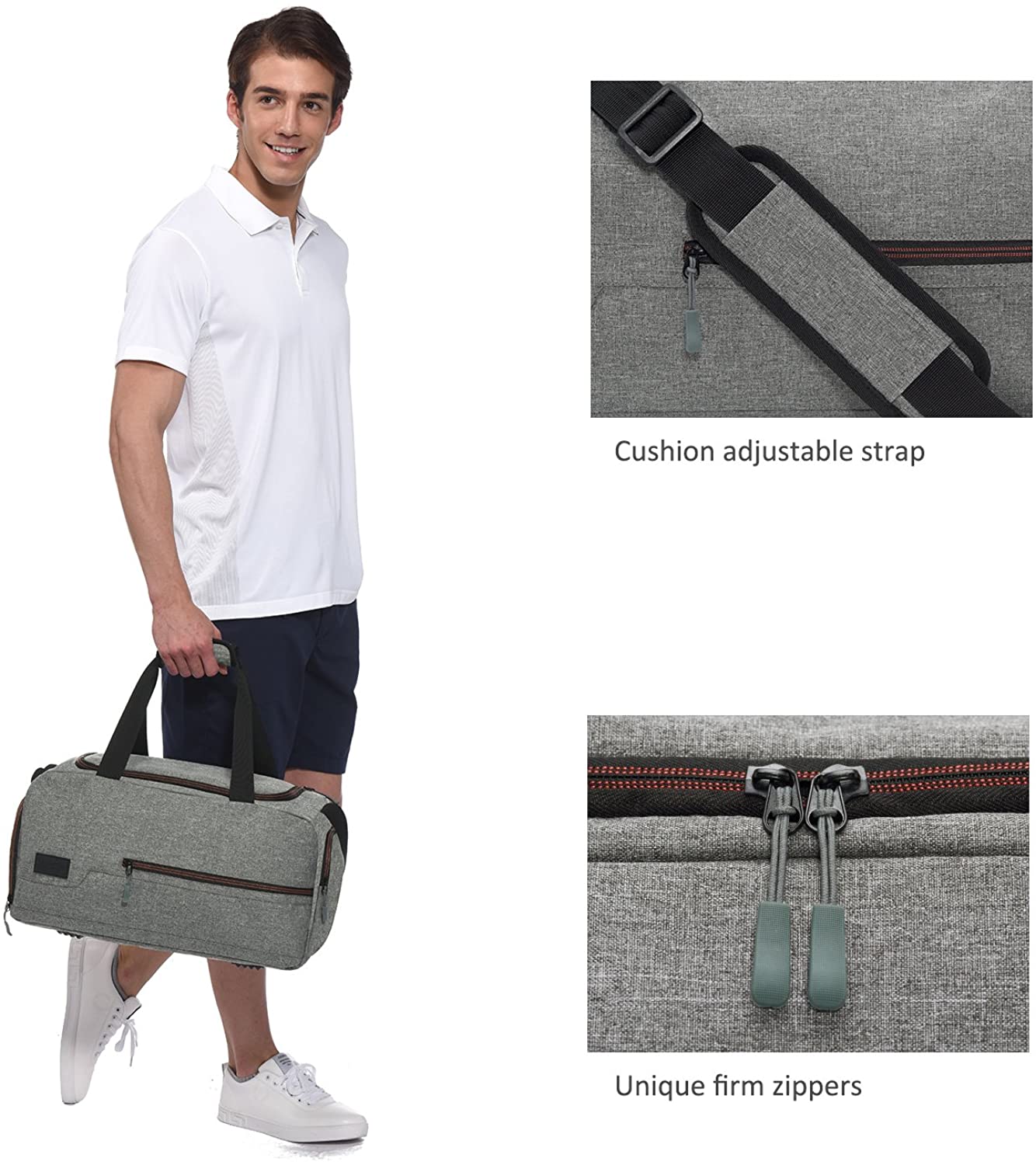 MarsBro Water Resistant Sports Gym Travel Weekender Duffel Bag with Shoe Compartment