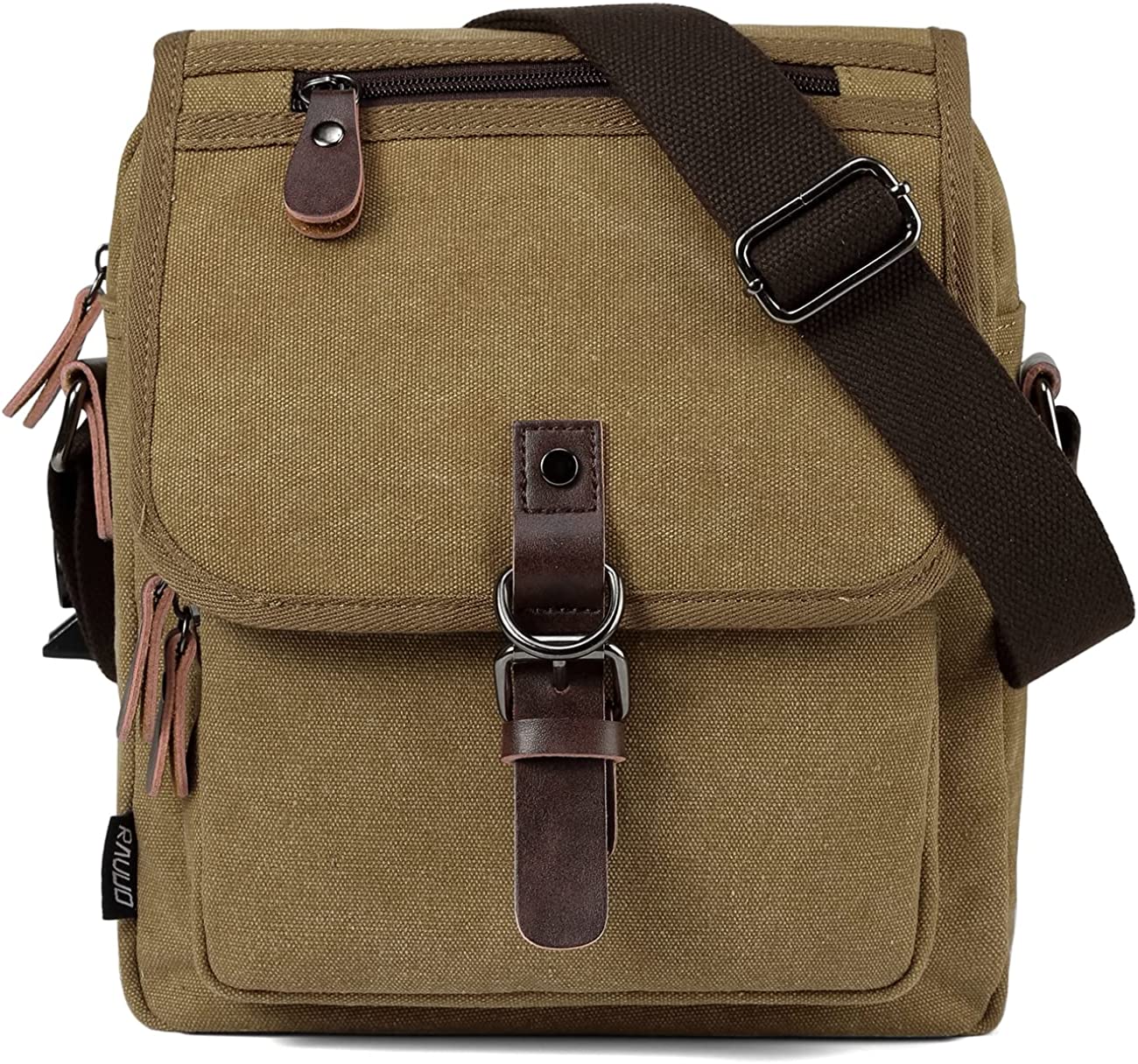 Small Messenger Bag,RAVUO Water Resistant Mens Canvas Shoulder Satchel Women Crossbody Bag for Travel Work
