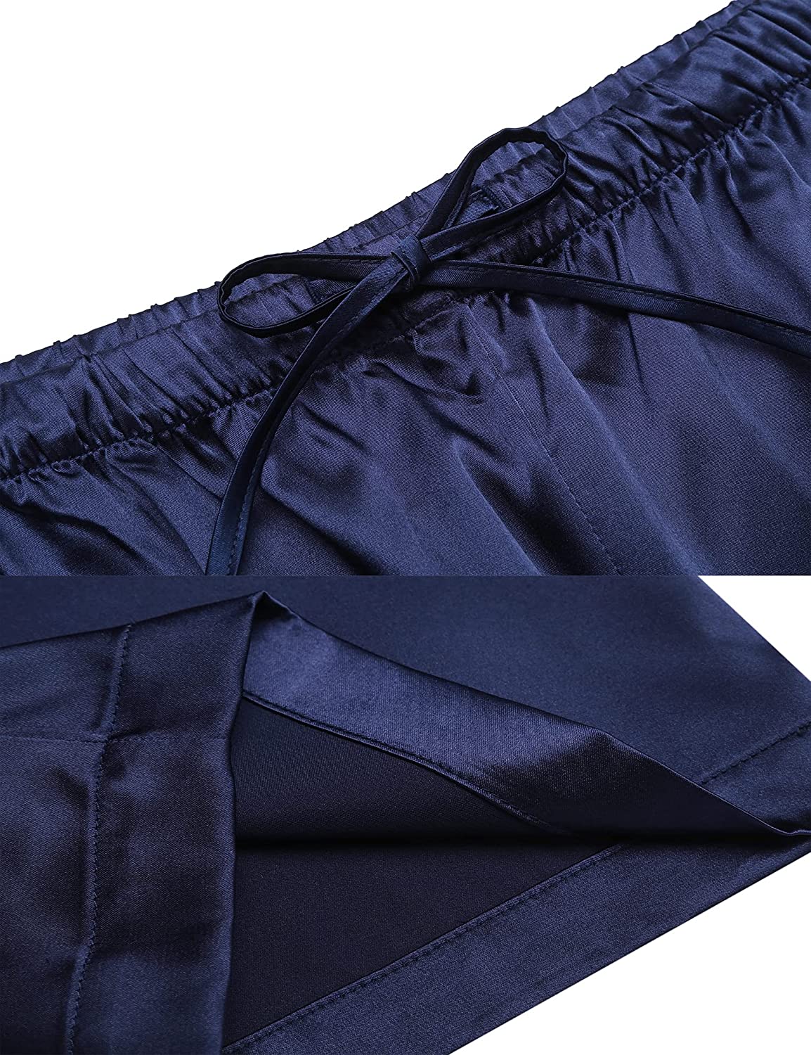 Men's Silk Satin Pajama Pants Soft Long Sleep Bottoms Pj Lounge Pant with Pockets (S-XXL)