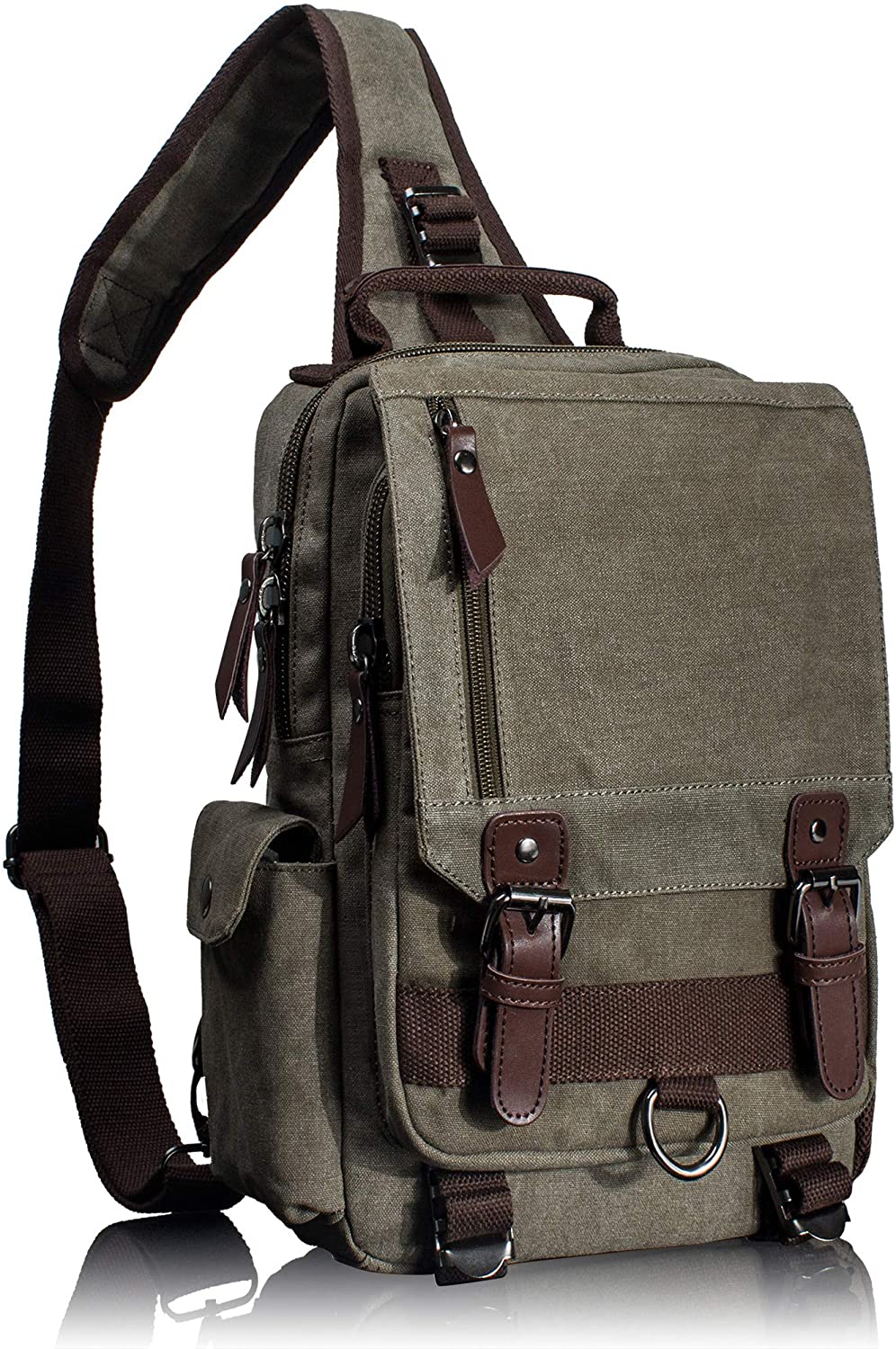 Leaper Canvas Messenger Bag Sling Bag Cross Body Bag Shoulder Bag Black, L