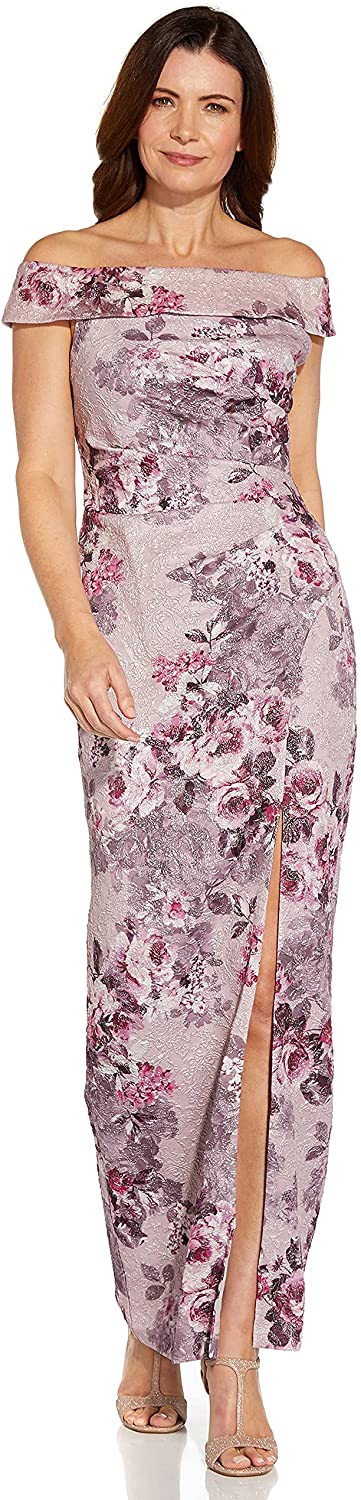 Papell Women's Matelasse Column Gown