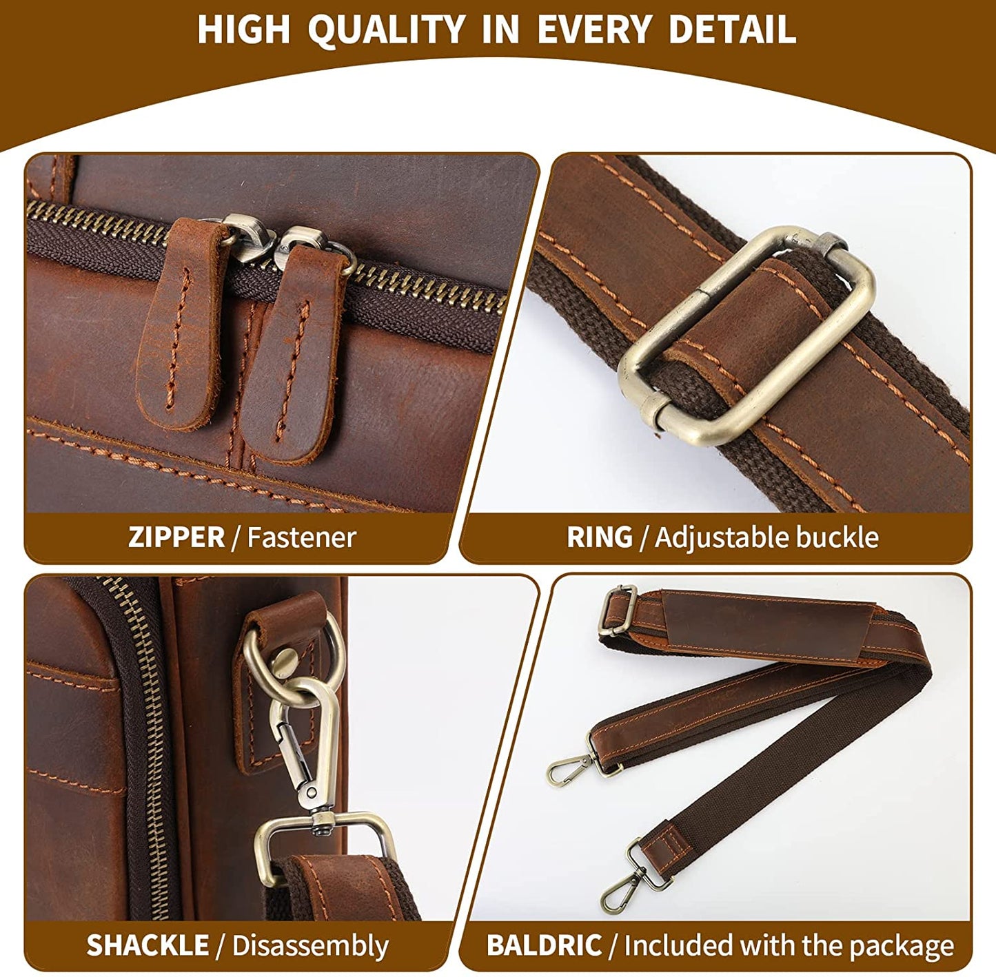Leather Briefcase for Men,Business Travel Laptop Messenger Bags