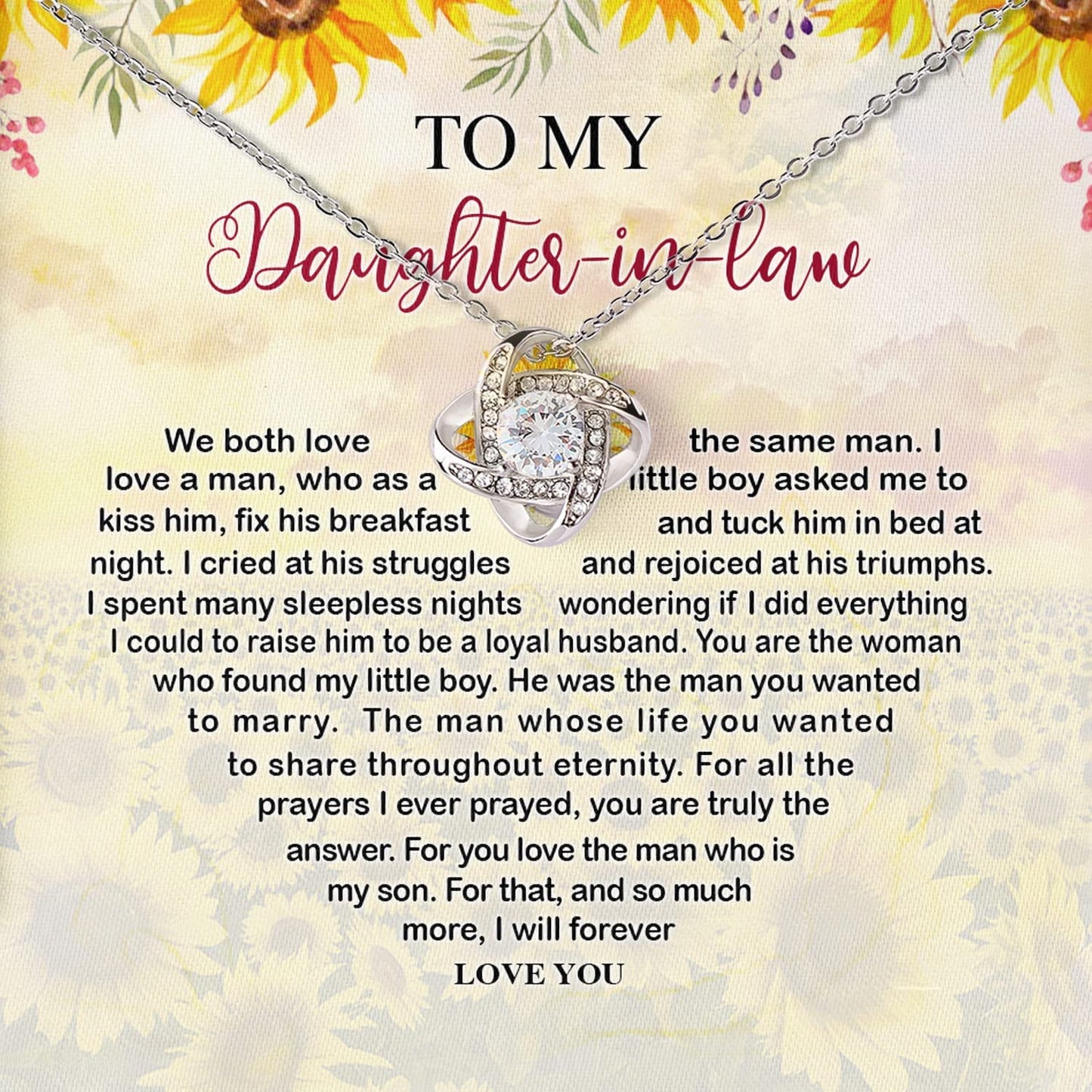 Daughter In Law Gift Ideas - To My Daughter In Law Necklace, Gifts For Daughter In Law From Mother In Law On Wedding Day, Birthday, Mothers Day, Christmas, Jewelry Gifts For Future Daughter In Law