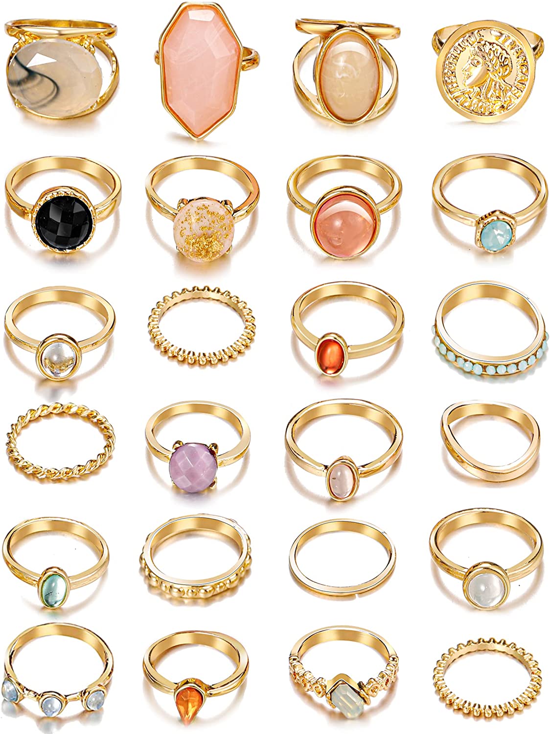 30 Pcs Vintage Gold Knuckle Rings Set, Boho Butterfly Snake Stackable Finger Rings for Women Girls, Silver Midi Rings Pack