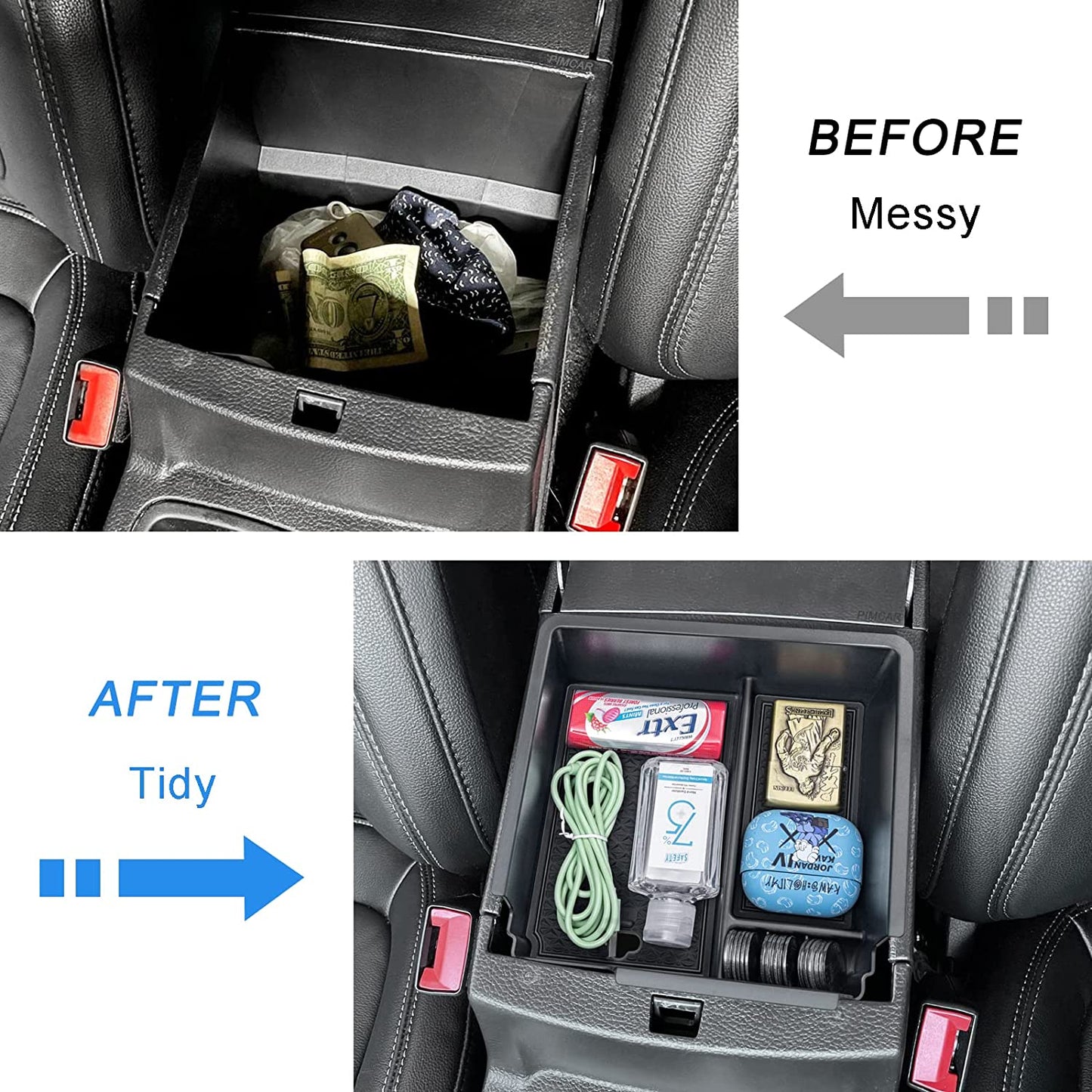 Compatible with 2019 2020 2021 2022 Ford Ranger Center Console Organizer ABS Plastic Material Armrest Box Insert Tray Accessories-Black